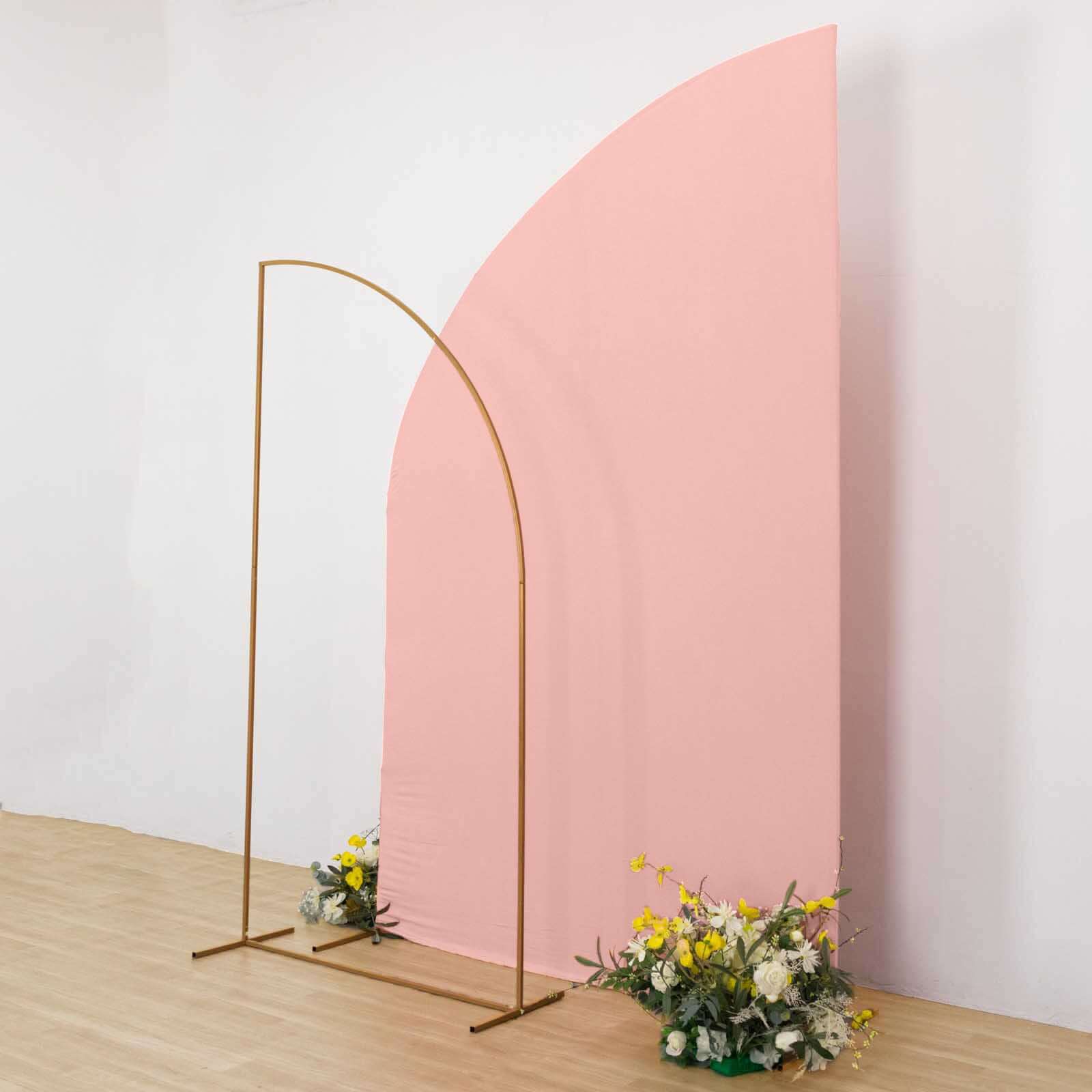 Hot Sale! 8ft Dusty Rose Spandex Fitted Cover for Half - Moon Wedding Backdrop Stand