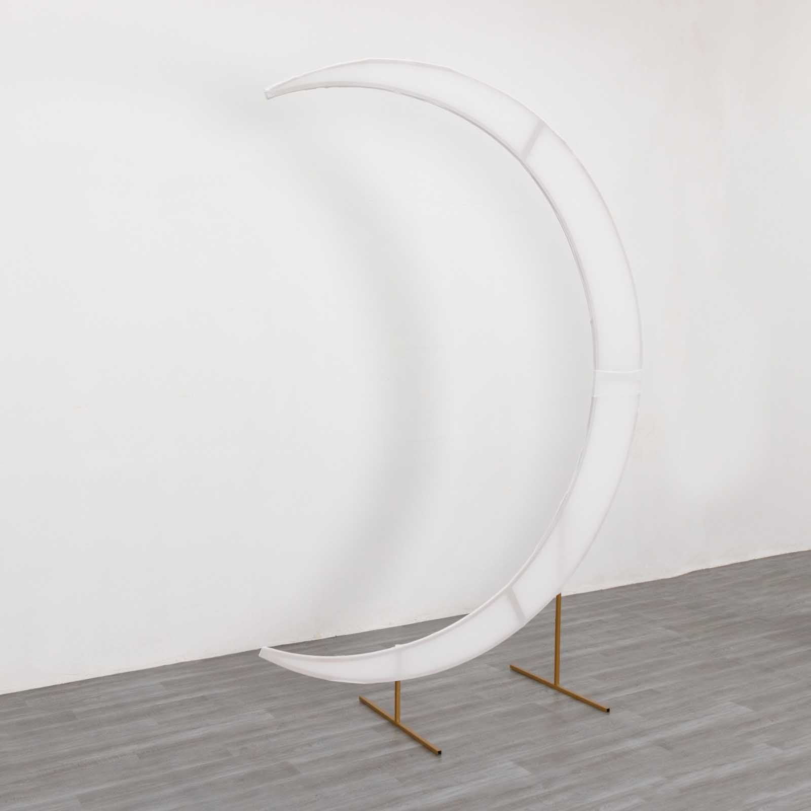 Custom-Fitted 7.5ft White Spandex Cover for Crescent Moon Wedding Arch