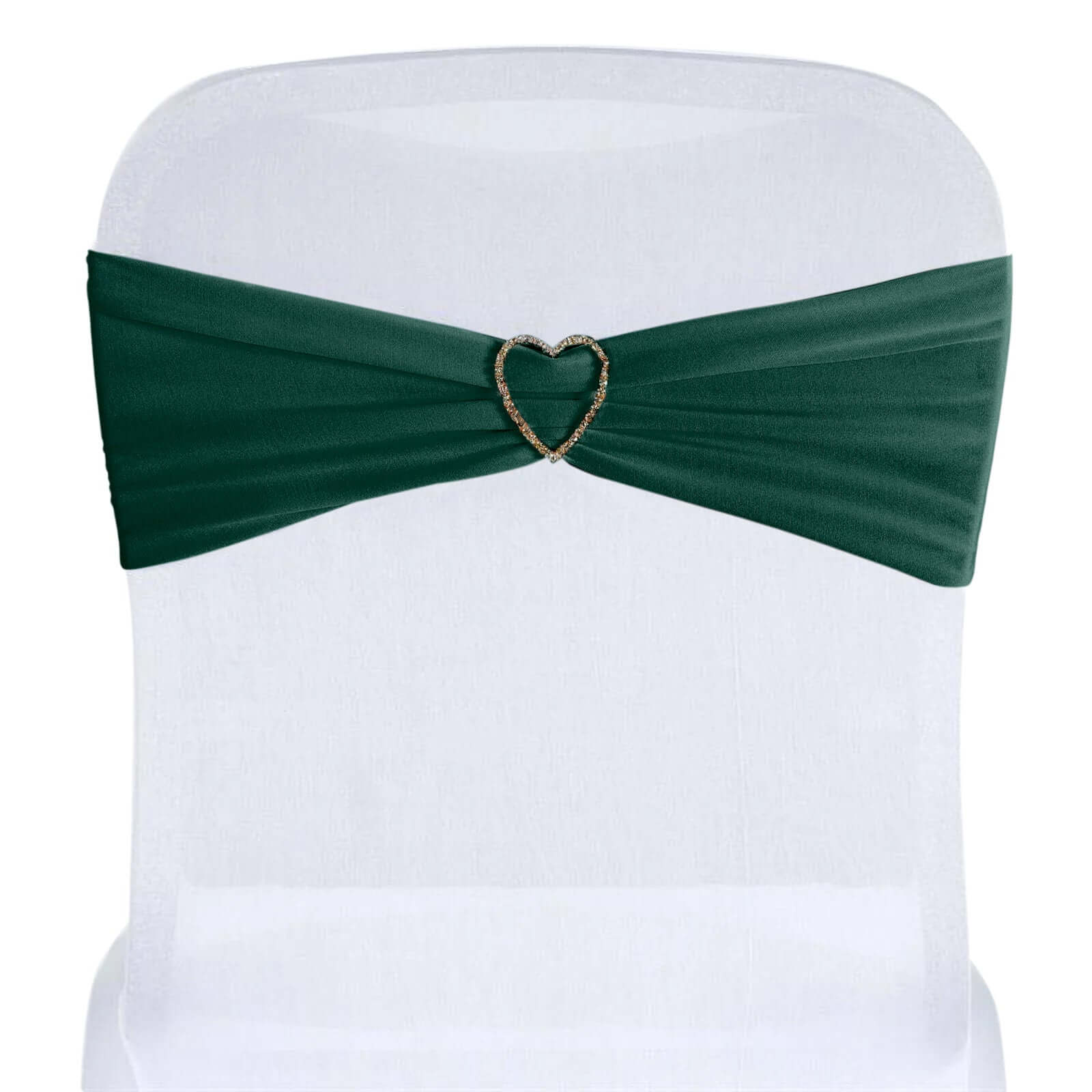 5-Pack Hunter Emerald Green Stretch Spandex Chair Sashes - Heavy Duty for Events