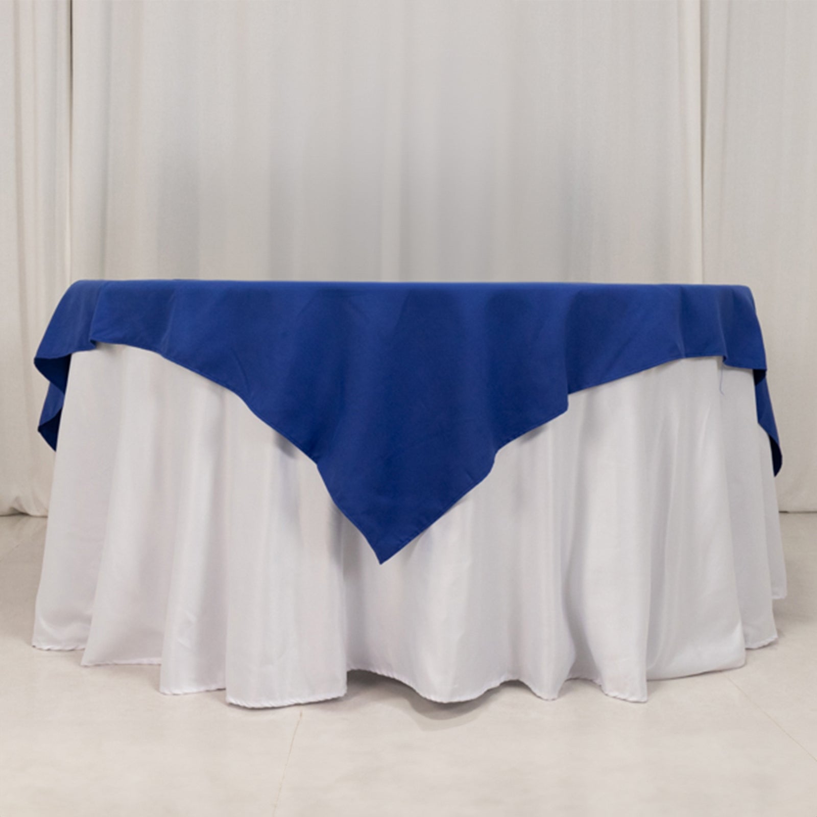 Wrinkle-Resistant Royal Blue Cotton Blend 70x70 Square Table Overlay