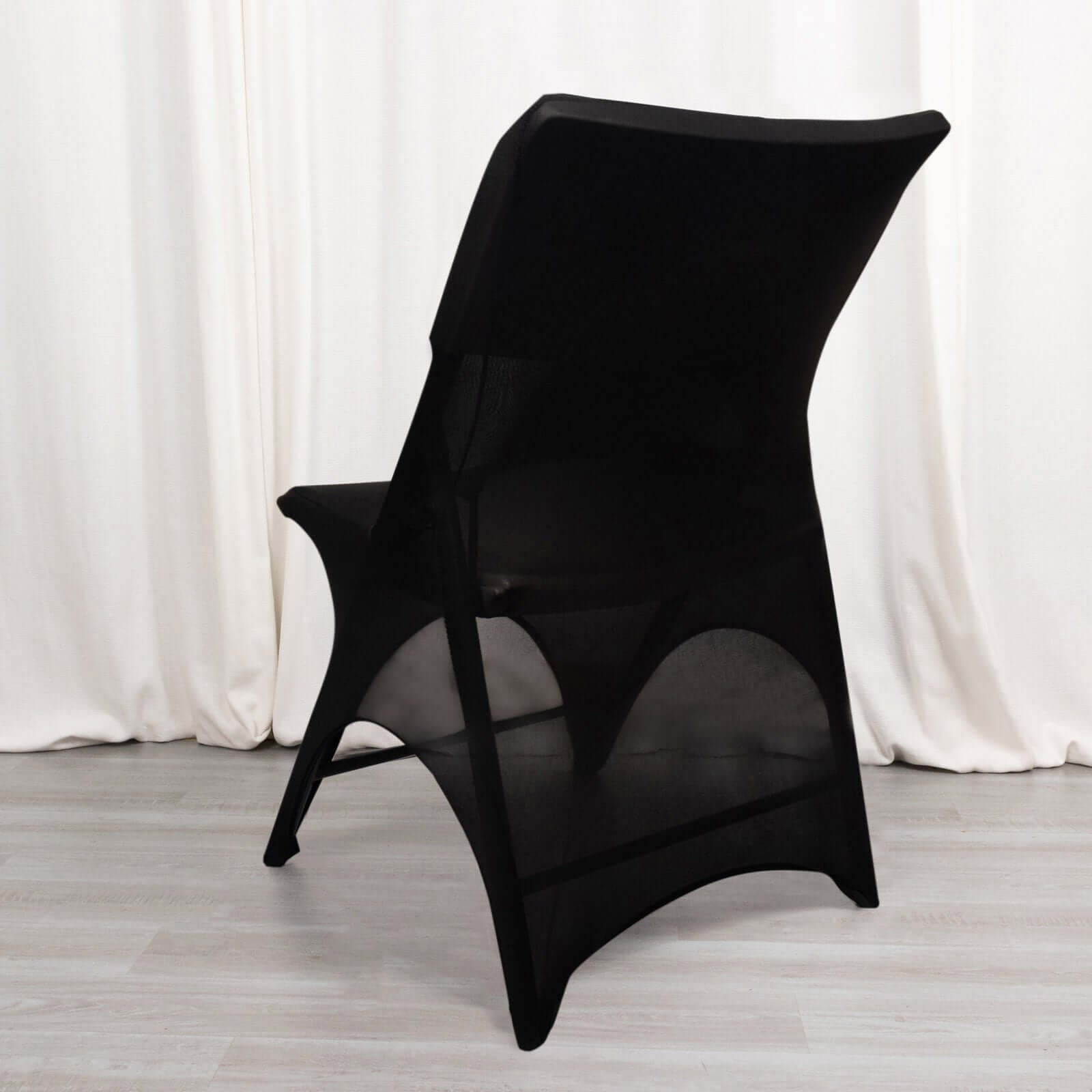 Black Premium Stretch Spandex Slipcover for Folding Chairs - 3-Way Open Arch, 160GSM with Reinforced Foot Pockets