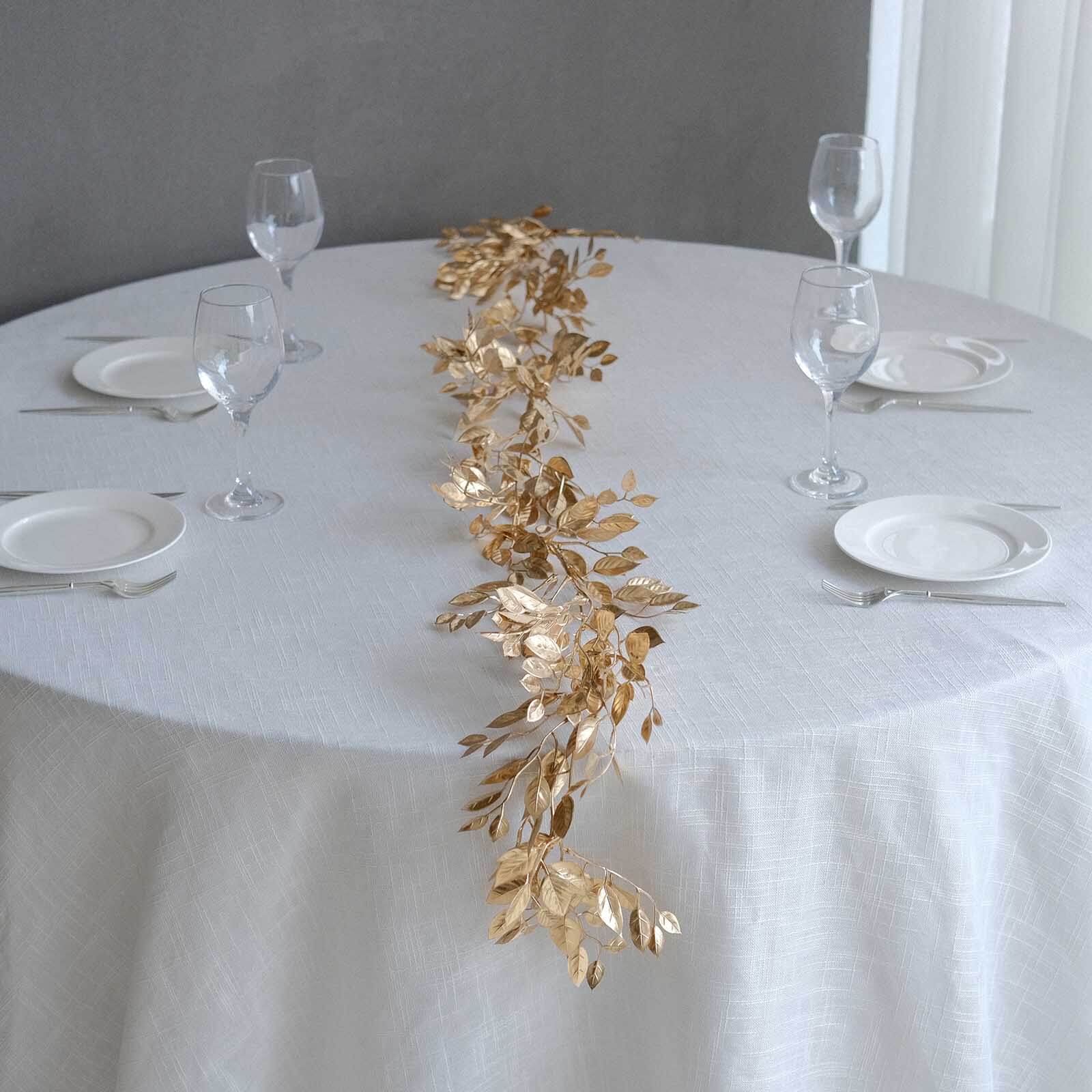 6ft Metallic Gold Artificial Magnolia Leaf Table Garland - Ideal for DIY Crafts & Decor