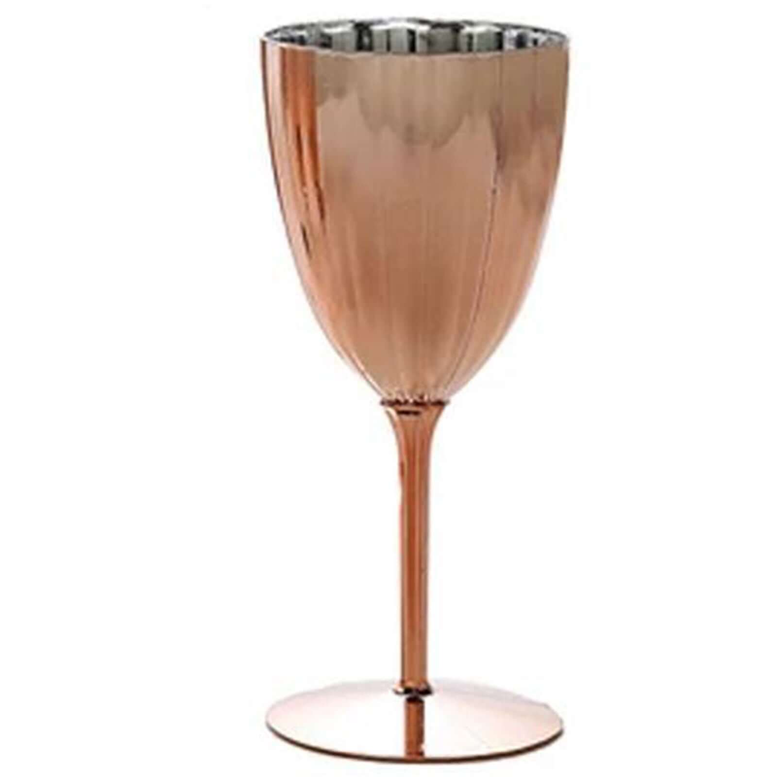 6-Pack Disposable Metallic Rose Gold Plastic Wine Glasses - Ideal for Parties & Special Events