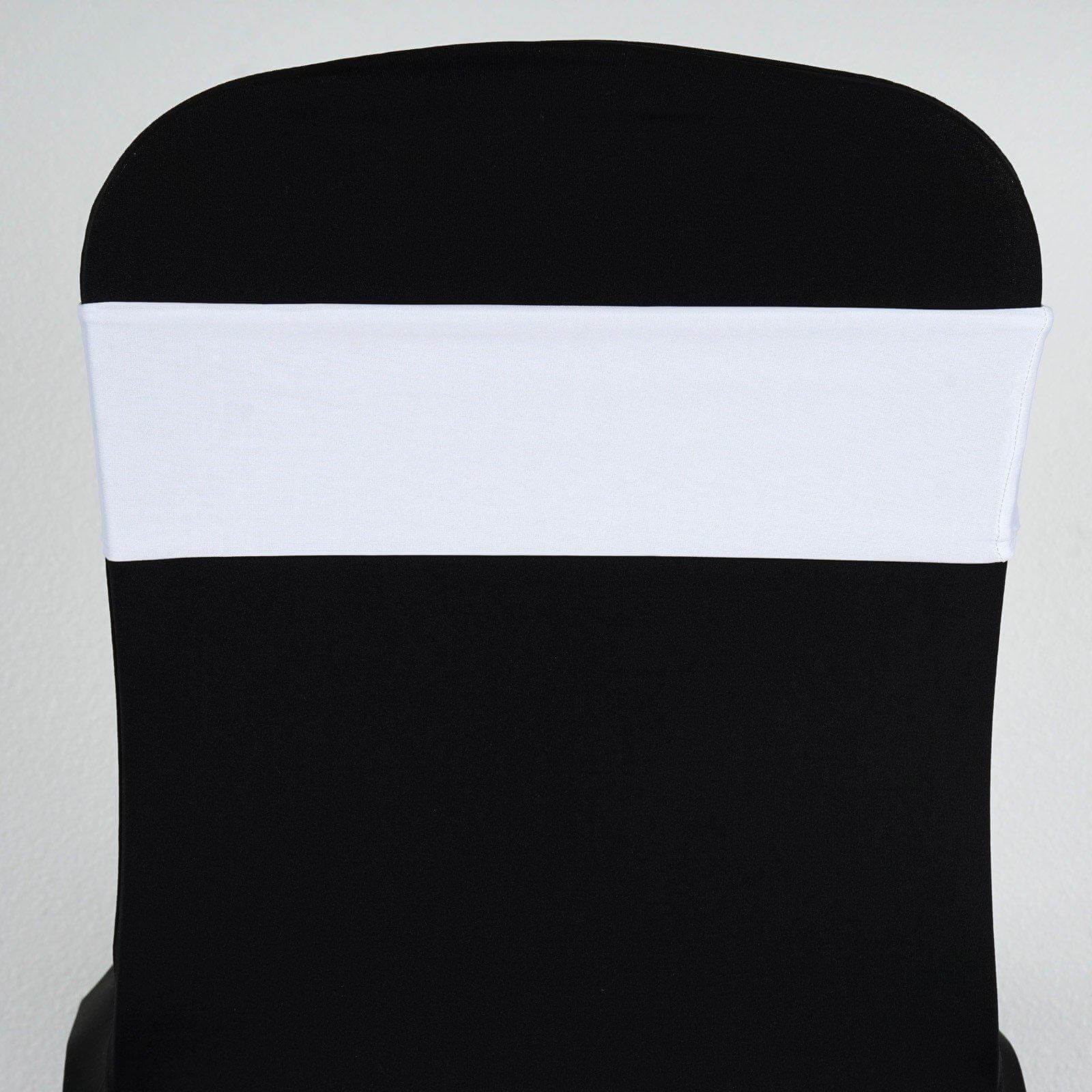 5-Pack White Stretch Spandex Chair Sashes - Heavy Duty, Fitted Finish