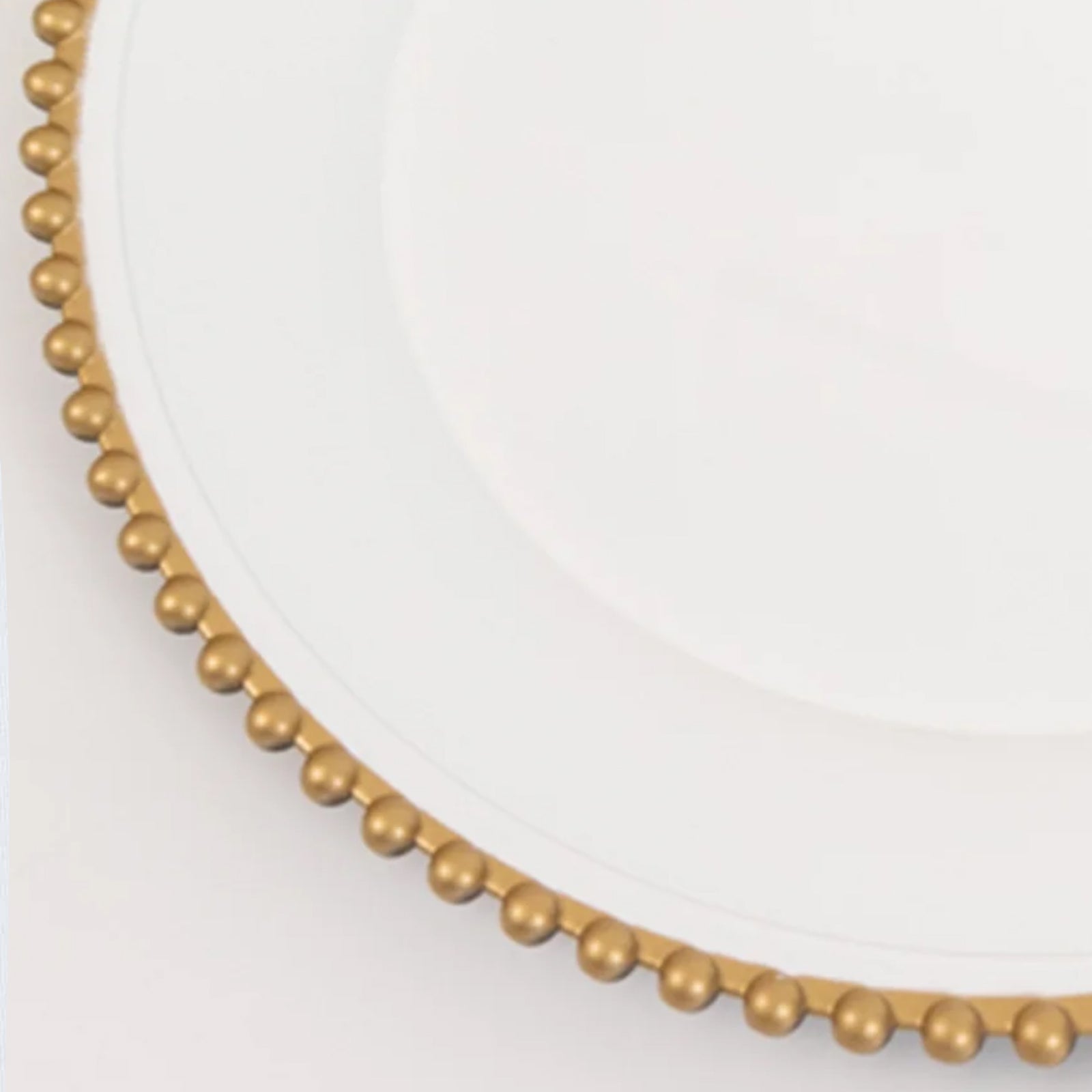 Hot Deal! 6-Pack 13-Inch White Acrylic Round Charger Plates with Gold Beaded Rim for Dinner Party