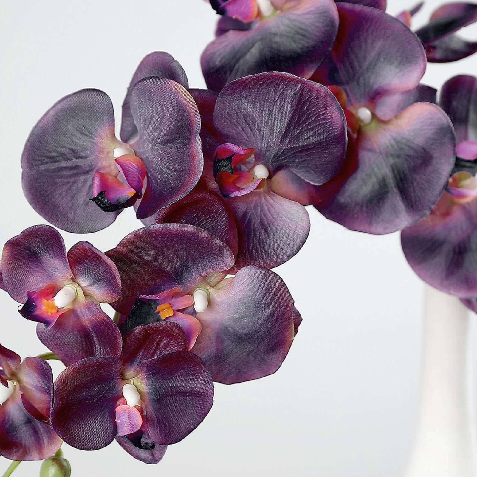 Hot Sale! 2 Stems 40-Inch Tall Eggplant-Colored Artificial Silk Orchid Flower Bouquets for Decor