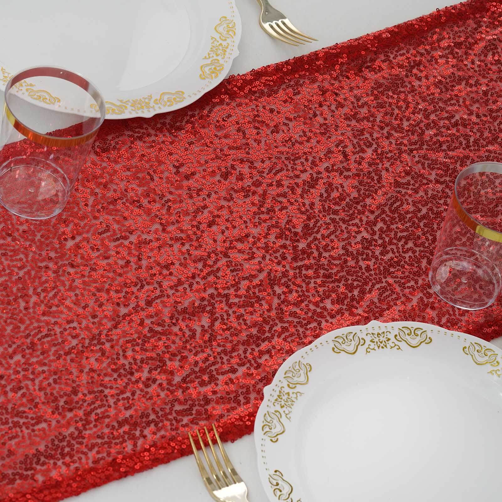 Hot! Glittering Red Sequin 12x108 Table Runner