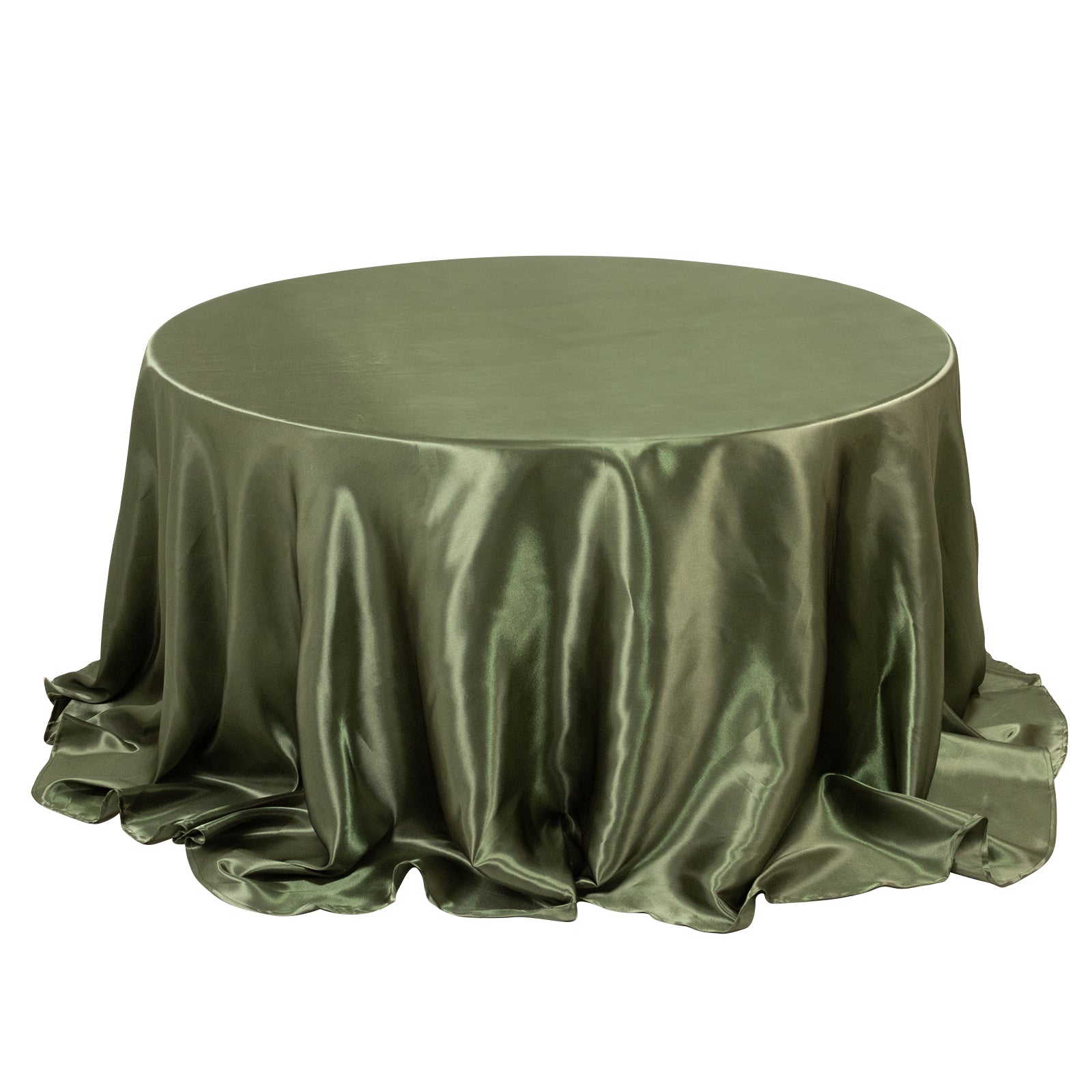Stylish Seamless Satin Round Tablecloth in Dusty Sage Green, 132