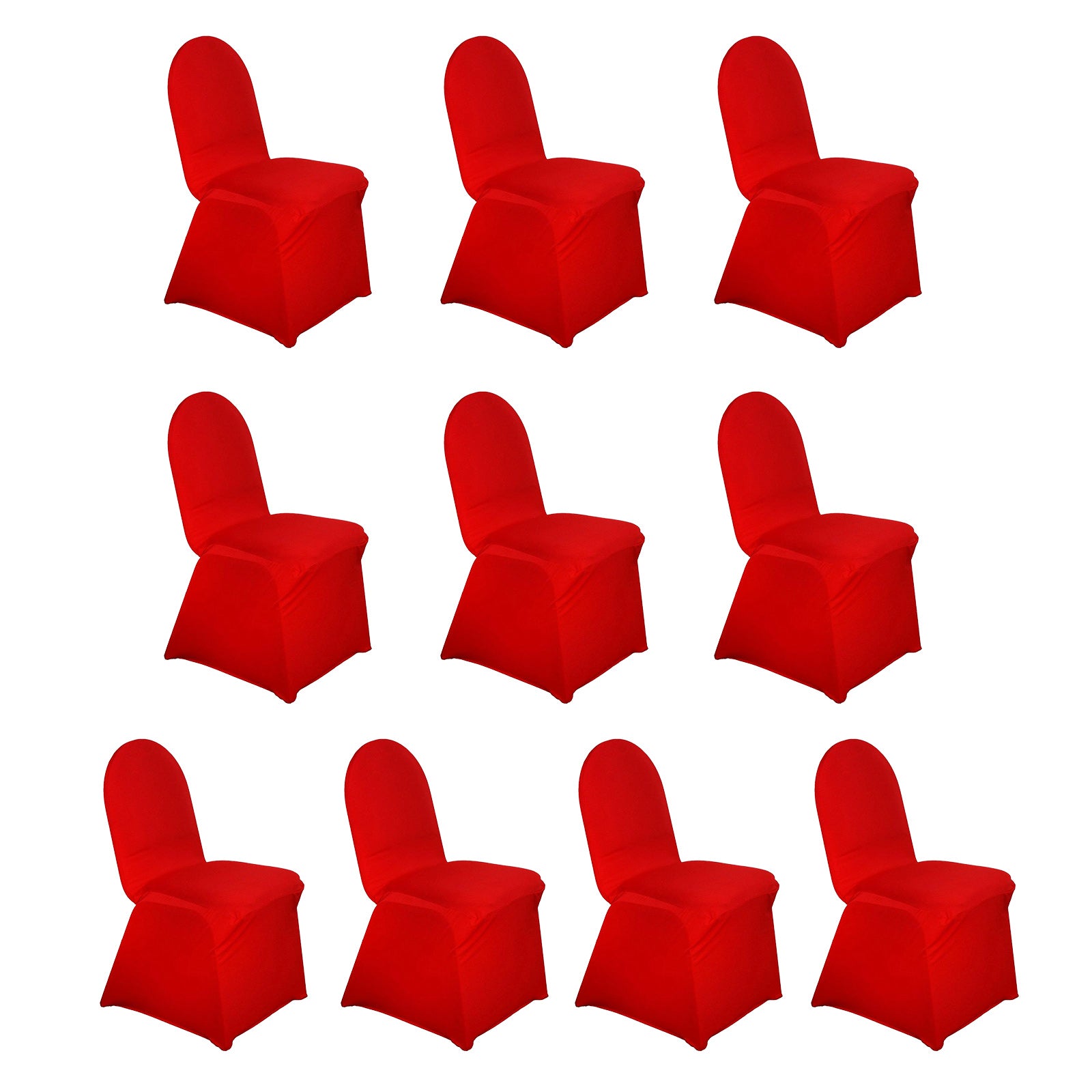 10-Pack Durable Red Spandex Stretch Slip-On Covers for Banquet Chairs - Reusable