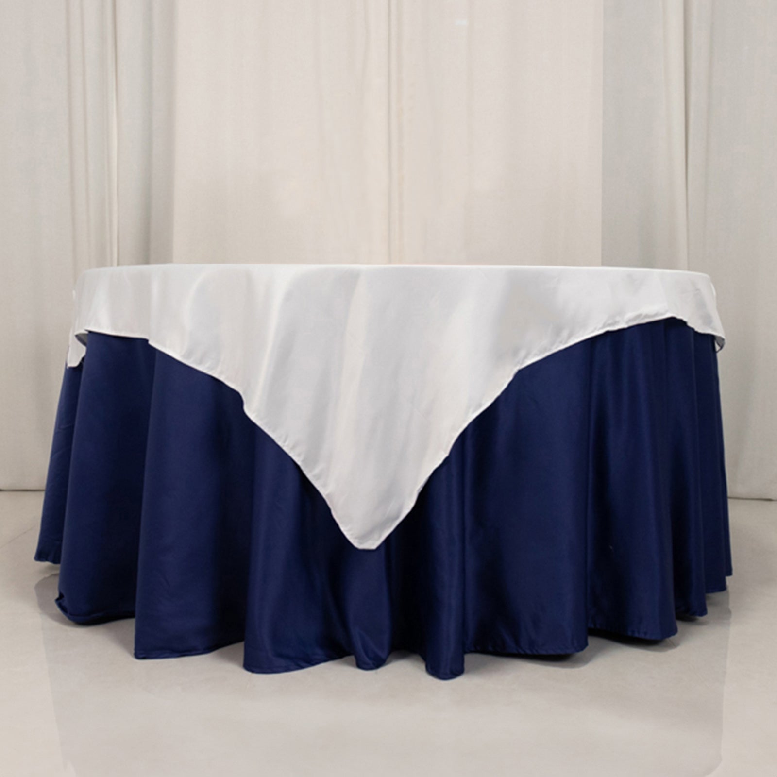 Premium White Lamour Satin 54x54 Square Table Overlay - Ideal for Weddings & Parties