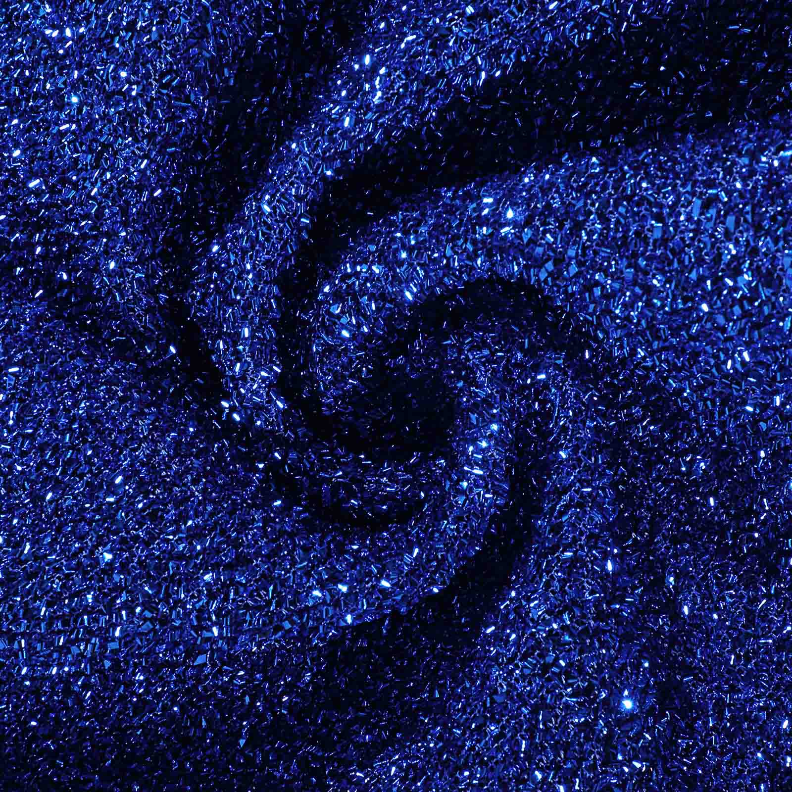 Fitted Royal Blue Spandex Chair Cover with Metallic Shimmer Tinsel Back for Banquets