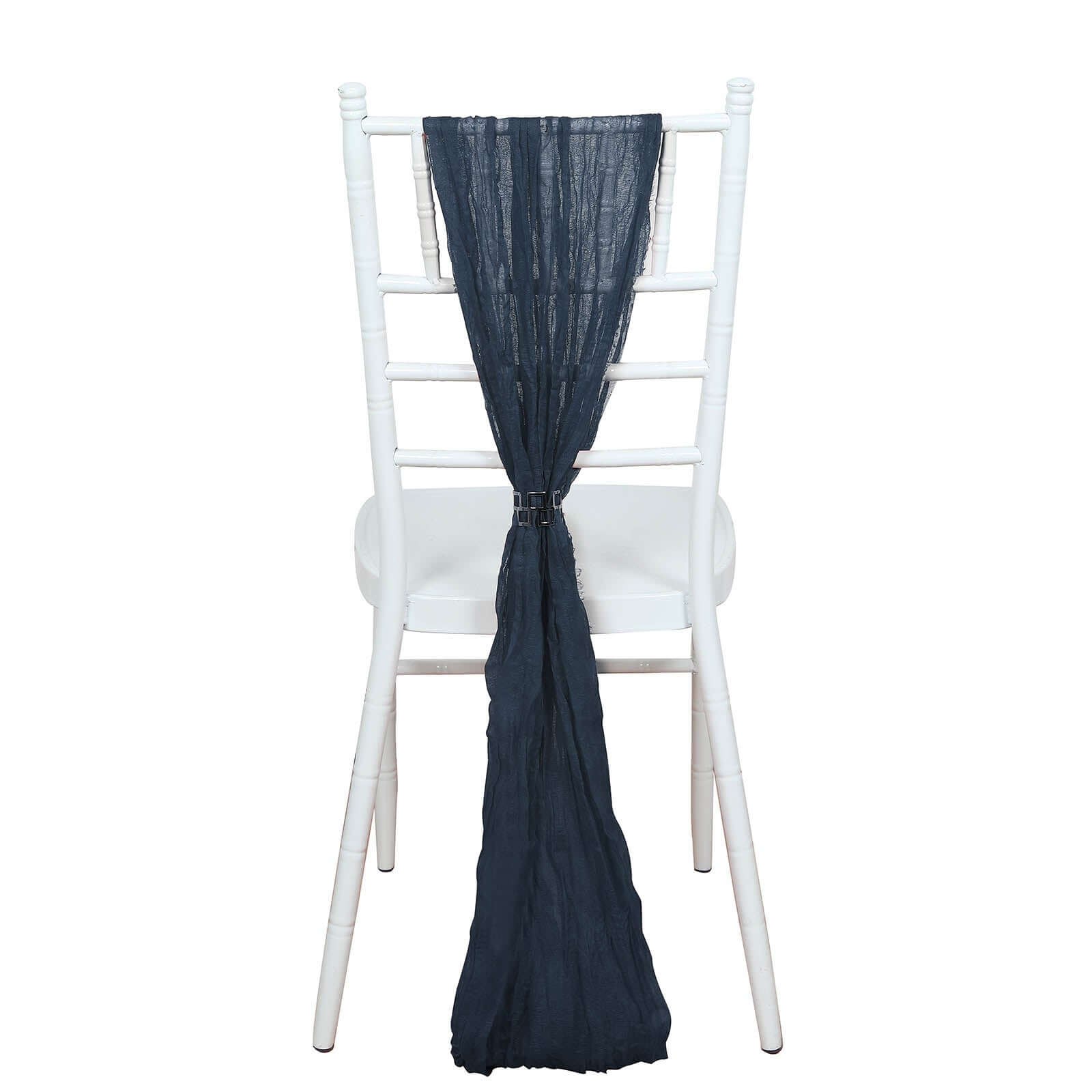 5-Pack Navy Blue Cheesecloth Gauze Chair Sashes - Ideal Boho Decor for Weddings & Parties
