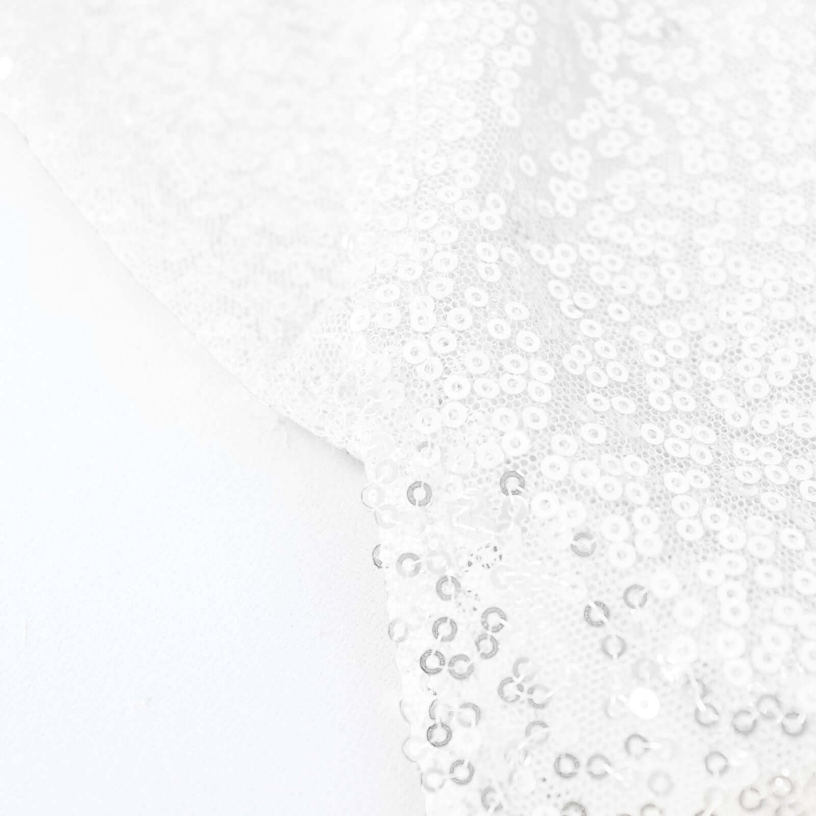 White Seamless Glittering 120 Round Sequin Tablecloth for Elegant Events