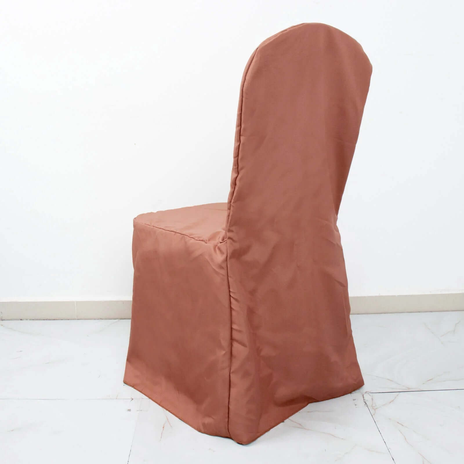 Hot Sale! 10-Pack Terracotta (Rust) Polyester Stain-Resistant Reusable Chair Covers for Banquets