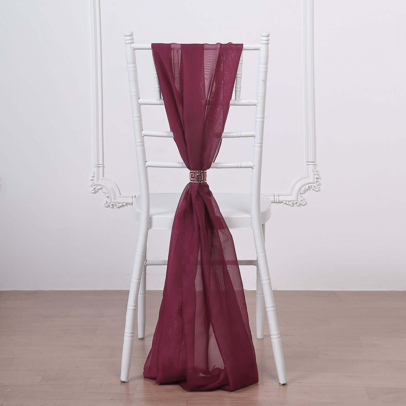 Hot Deal! 5-Piece Premium Burgundy Chiffon Chair Sashes - Soft & Lightweight Designer Bows (22x78)