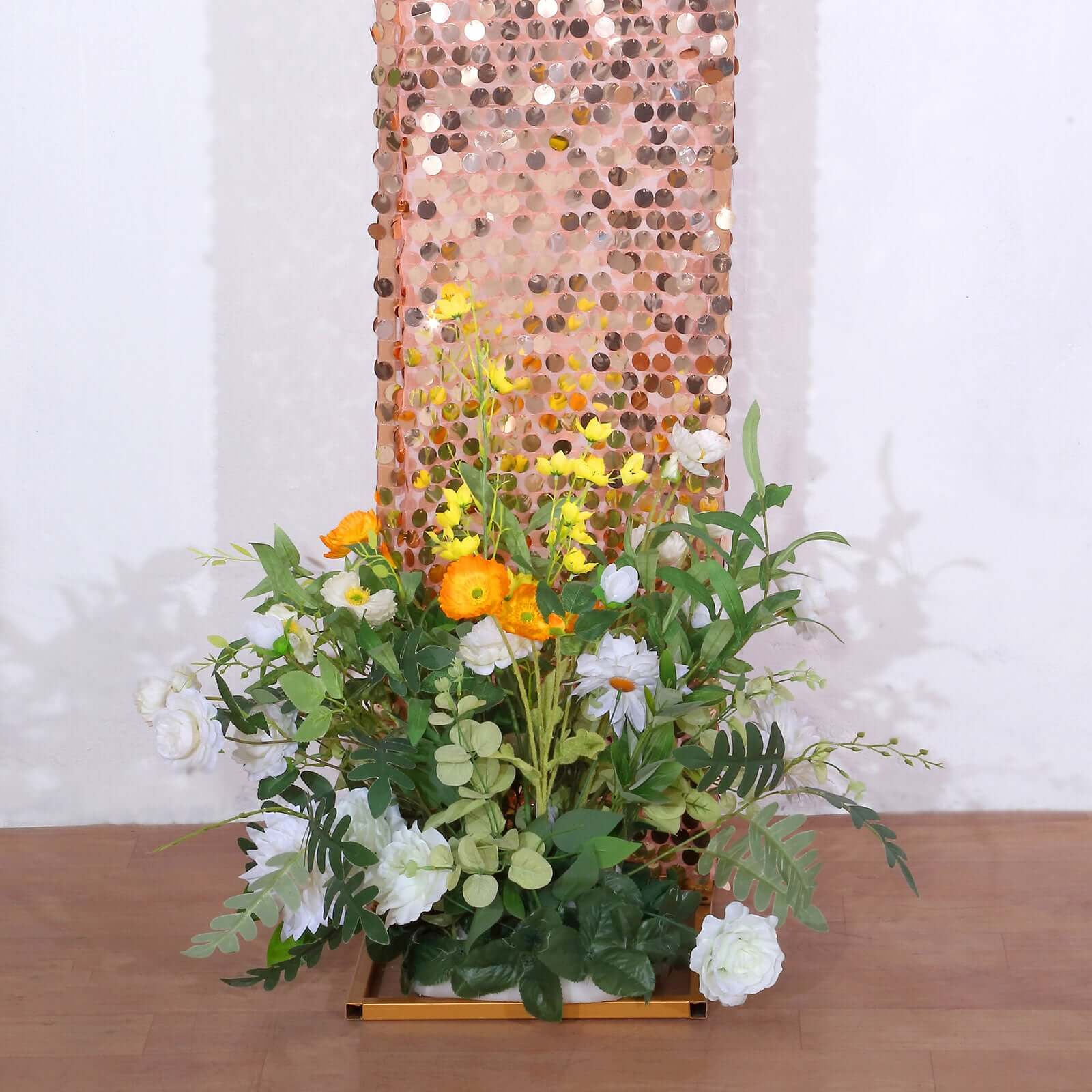 8ft Rose Gold U-Shaped Double Sided Payette Sequin Wedding Arch Slipcover