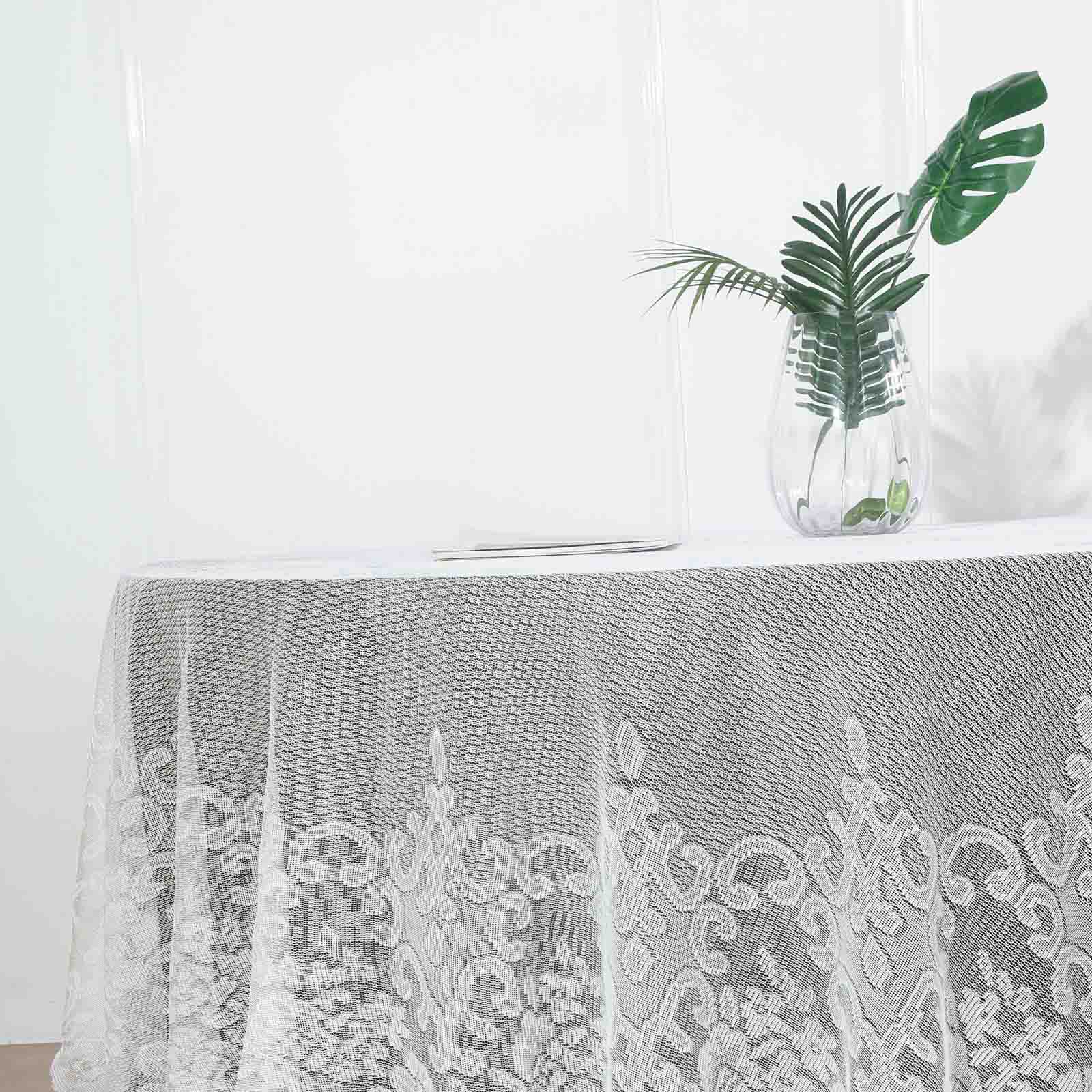 Premium Ivory 108-Inch Round Lace Tablecloth for Formal Events - Ideal Decor
