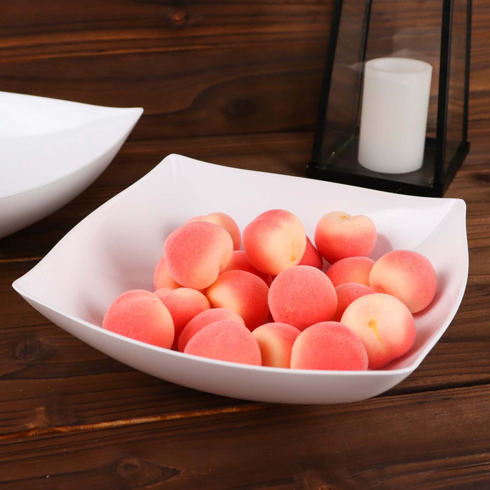 4-Pack White Square Lightweight Medium Disposable 32oz Plastic Serving Bowls for Events