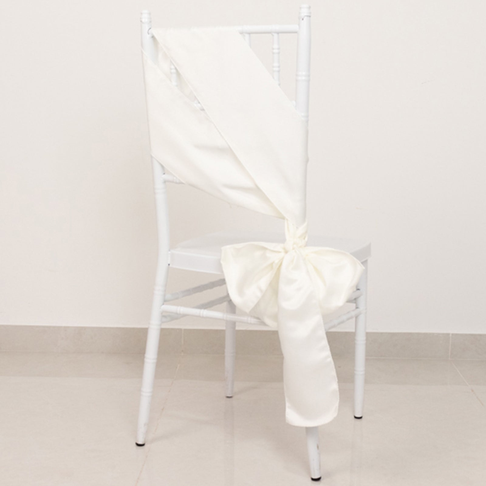 Ivory 6x106 Lamour Satin Chair Sashes - Set of 5, Stylish Reusable Decor