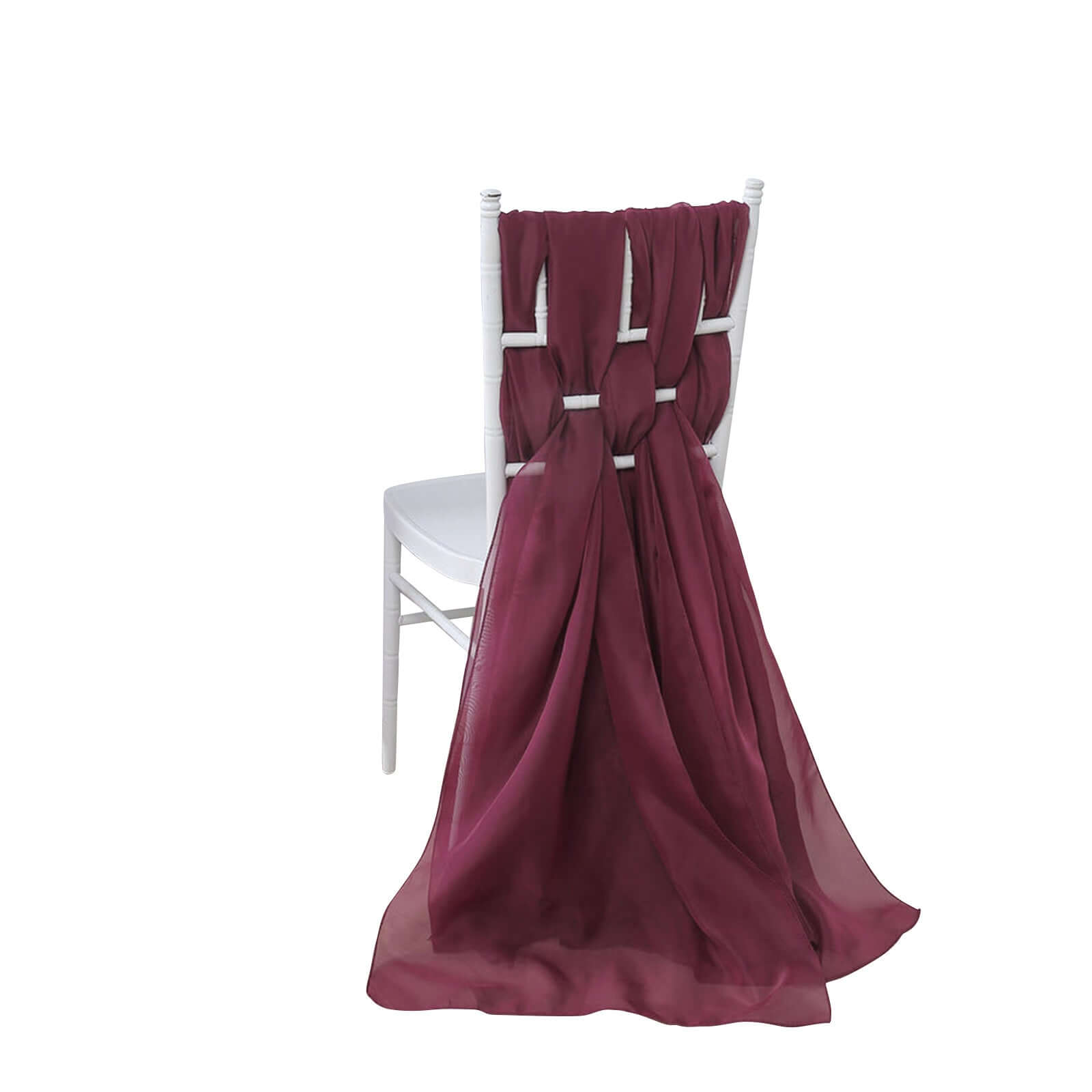 Hot Deal! 5-Piece Premium Burgundy Chiffon Chair Sashes - Soft & Lightweight Designer Bows (22x78)
