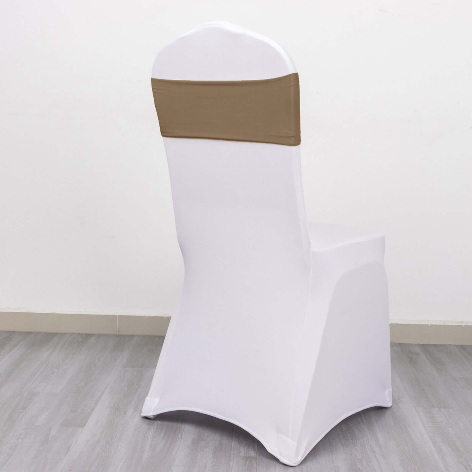 5-Pack Taupe Stretch Spandex Chair Sashes - Heavy Duty & Fitted
