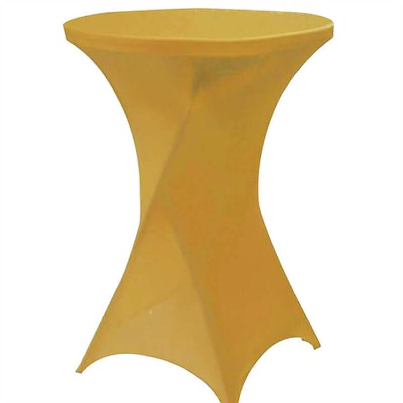 Gold Stretch Spandex Cocktail Table Cover (24 - 32 Dia) for Stylish Events