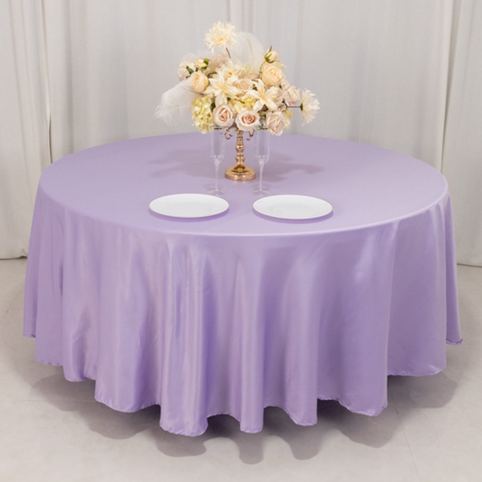 Premium Lavender Lilac Lamour Satin 108-Inch Round Tablecloth - Durable & Silk-Like Cover