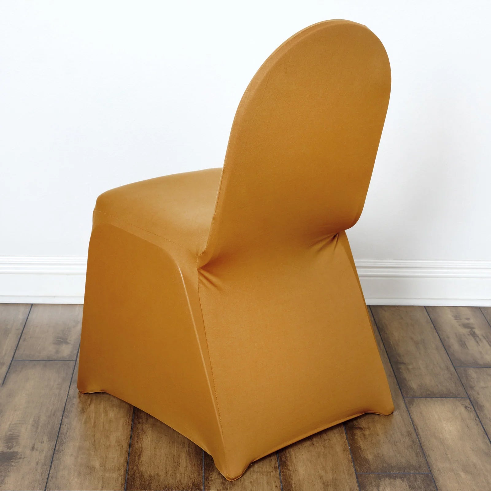 10-Pack Durable Gold Spandex Stretch Slip-On Chair Covers for Banquets and Gatherings