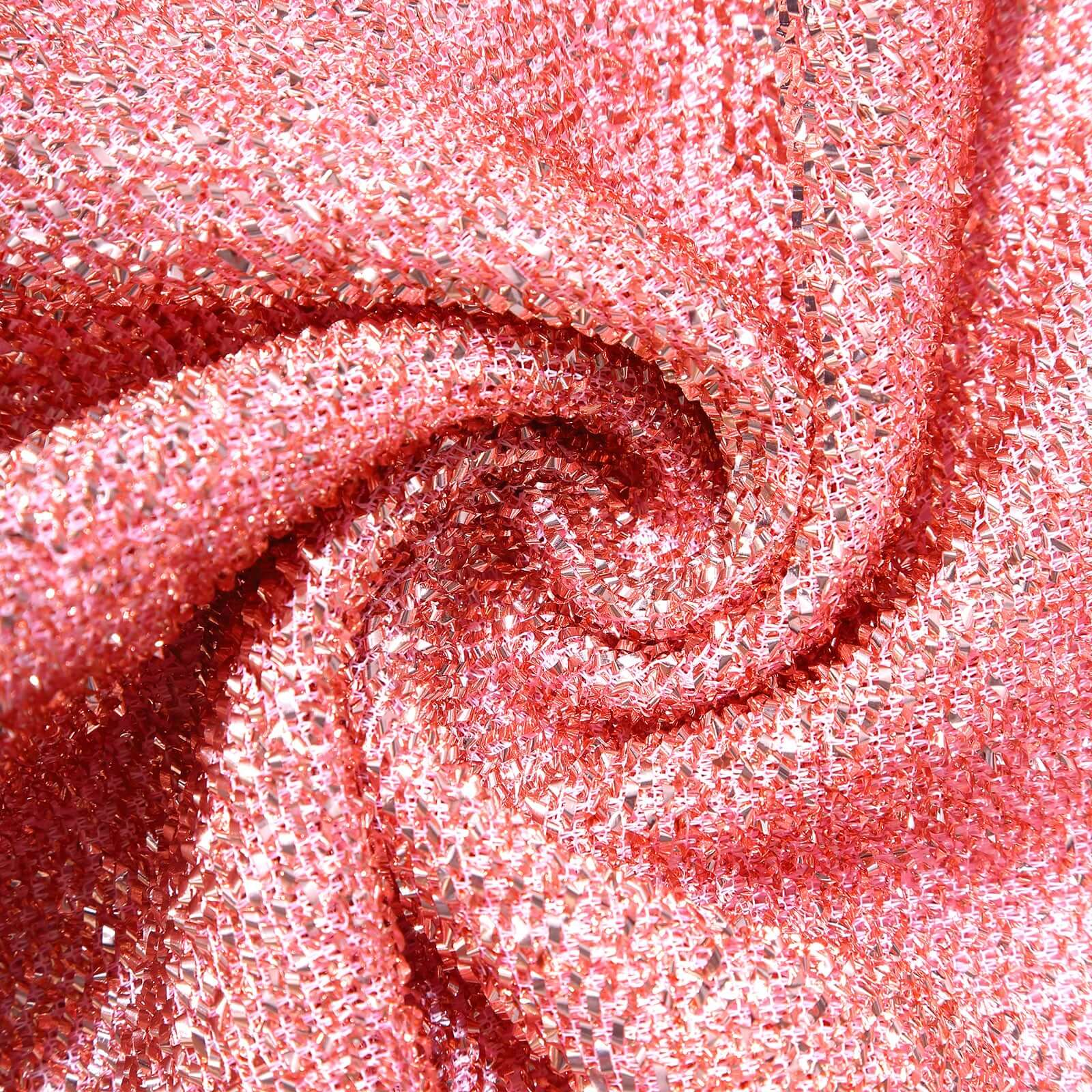 Premium 8ft Rose Gold Shimmer Tinsel Spandex U-Shaped Wedding Arch Slipcover - Ideal for Events