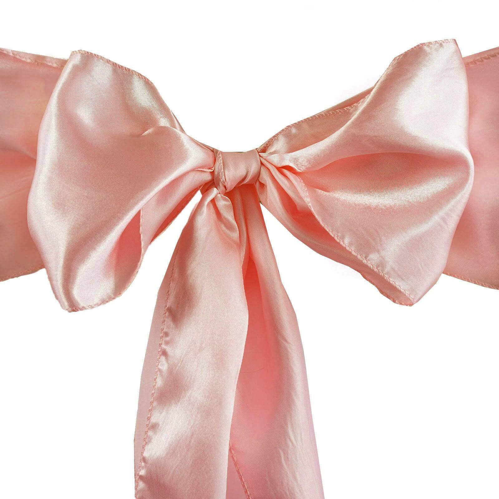 5-Piece Set of Dusty Rose Satin Chair Sashes - Durable Bows with Glossy Finish 6x106