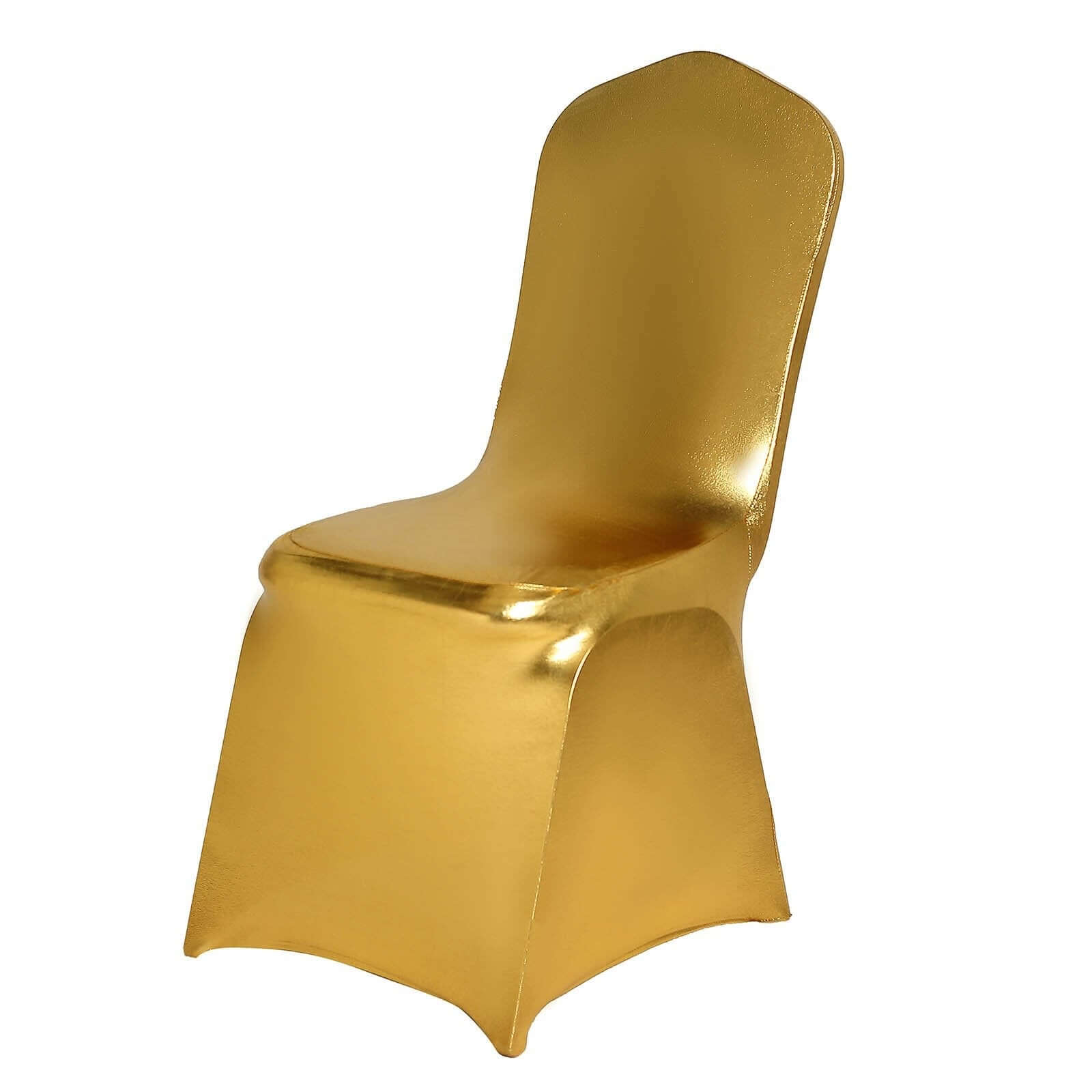 Premium Glittering Metallic Gold Spandex Banquet Chair Cover - Ideal for Special Events