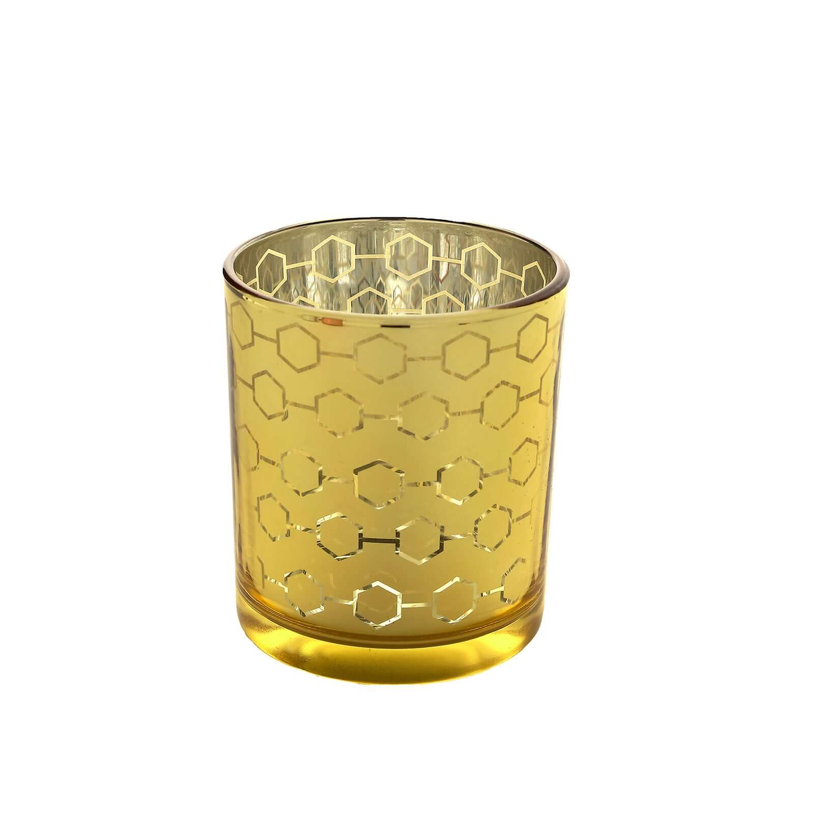 Hot Sale! 6-Piece Set of Gold Mercury Glass Votive Candle Holders with Honeycomb Design