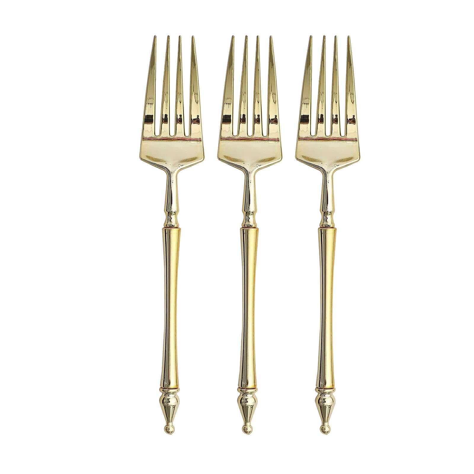 24-Piece Gold European-Style Disposable Dessert Forks with Roman Column Handles