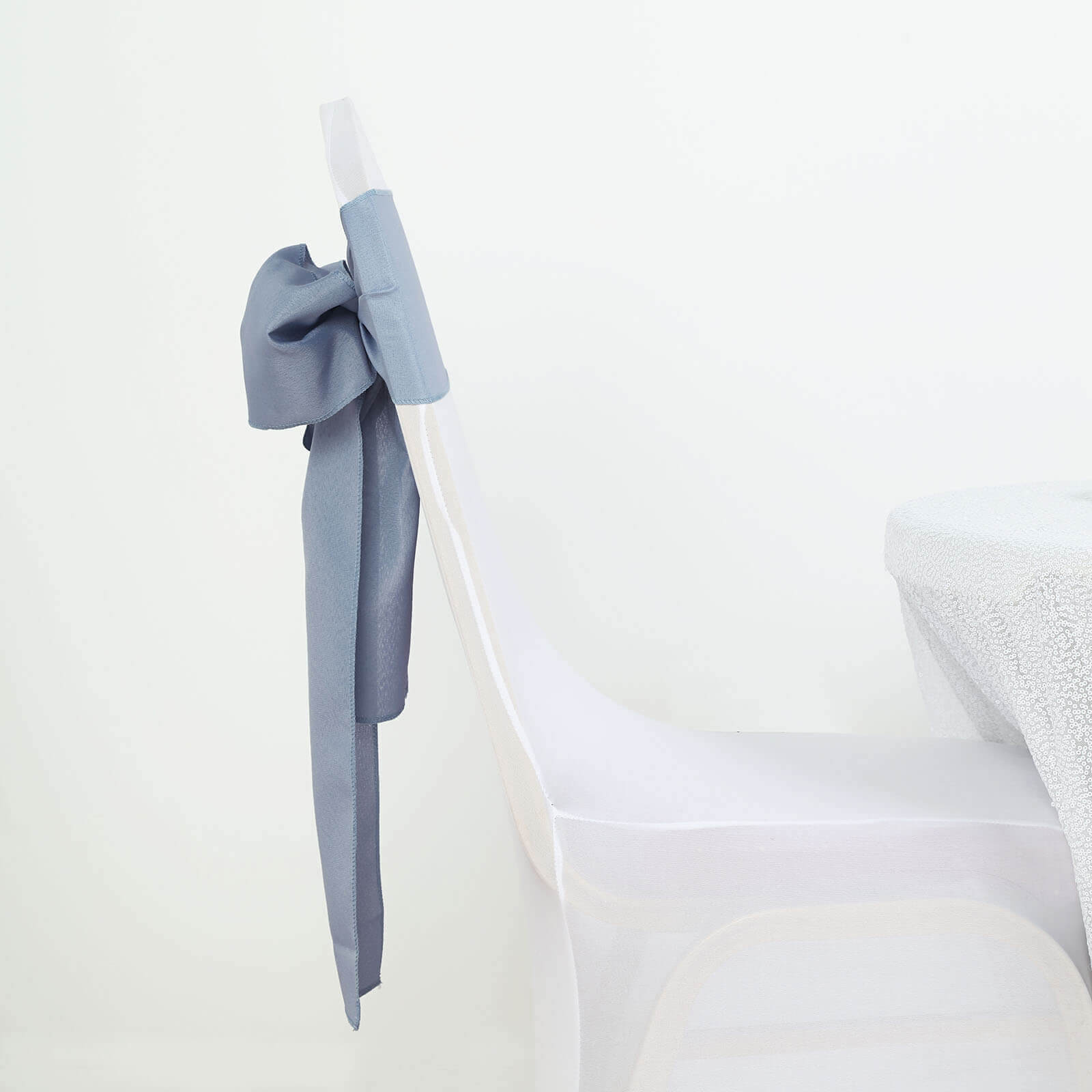 5-Piece Dusty Blue Polyester Chair Sashes, 6x108 Inches
