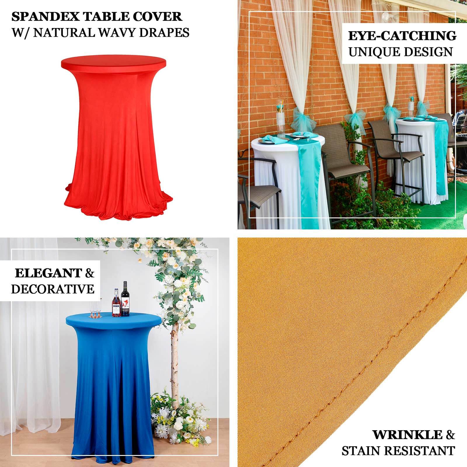 Hot! Dusty Rose Spandex 32 Round Cocktail Table Cover with Wavy Drapes