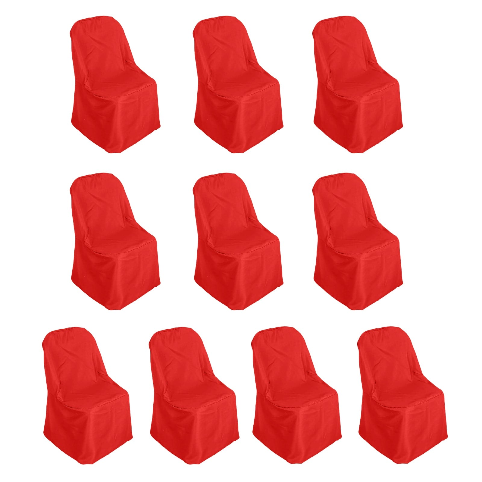10-Pack Red Polyester Wrinkle-Free Stain-Resistant Slip-On Chair Covers for Folding Chairs - Great Deal