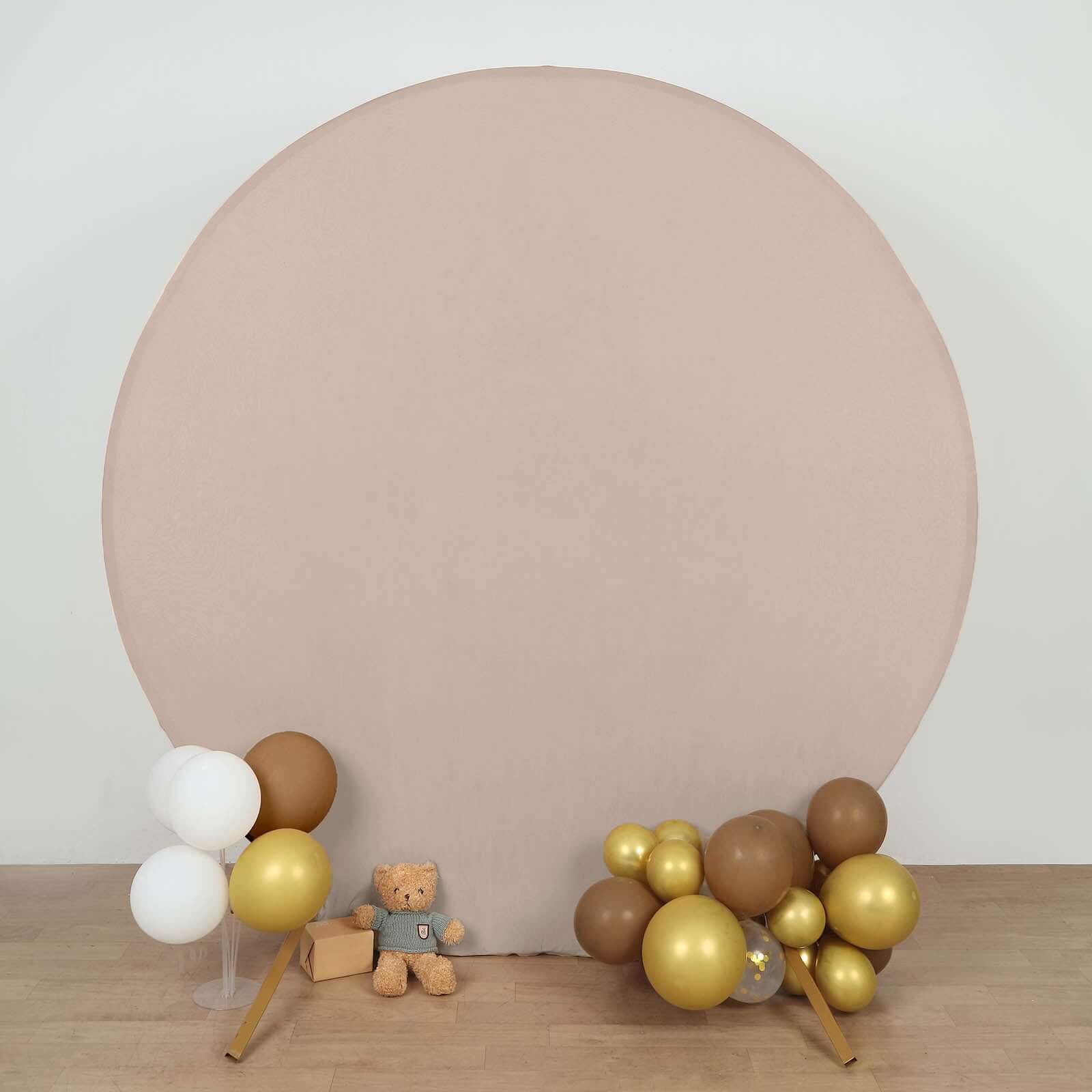 7.5ft Nude Round Spandex Party Backdrop Stand Cover - Perfect for Weddings and Events