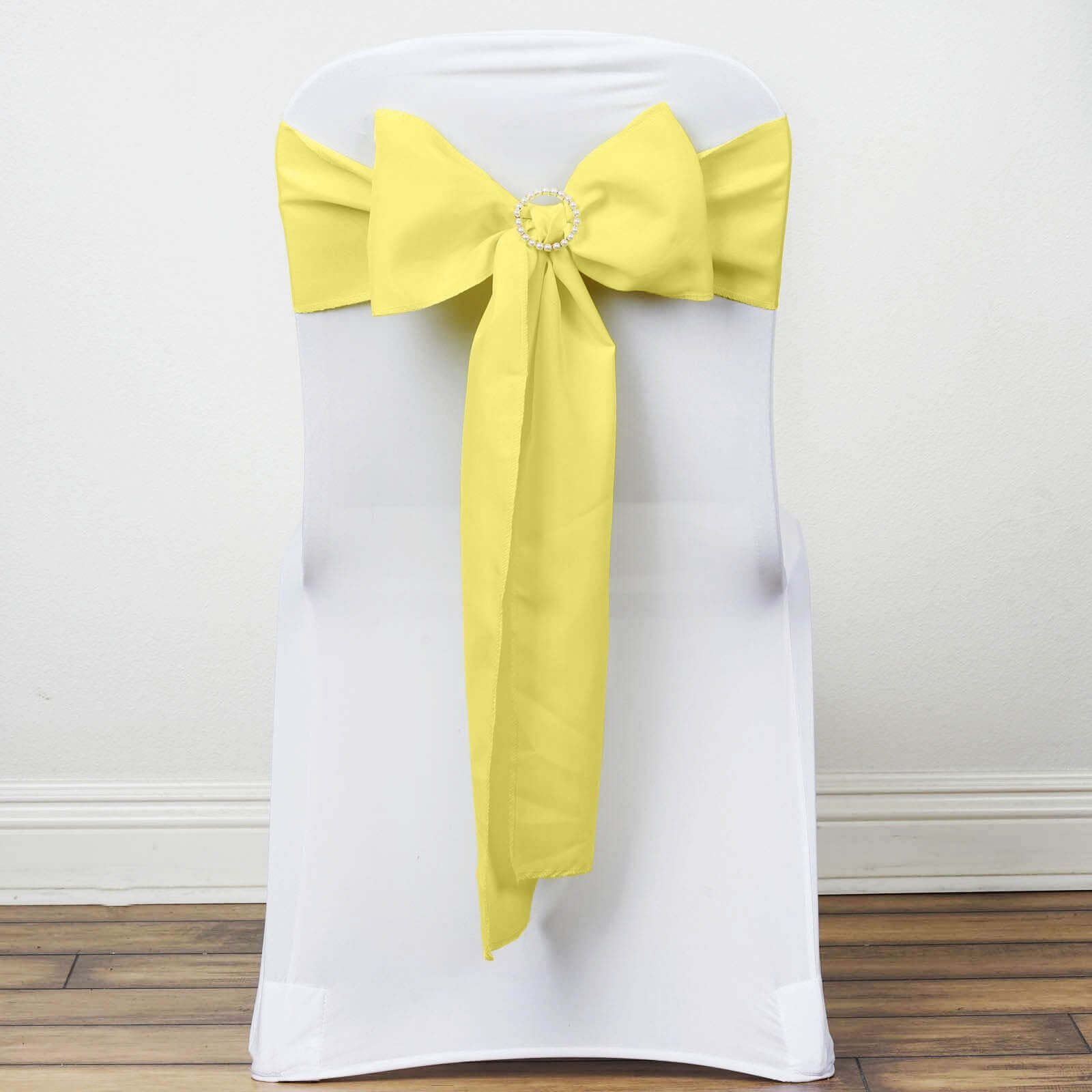 5-Pack Yellow Polyester Chair Sashes - Perfect for Weddings, Parties & Events! 6x108