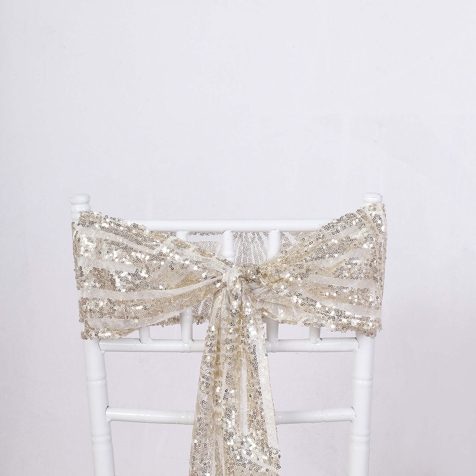 Hot Deal! 5-Pack Champagne Glitz Sequin Chair Sashes with Geometric Diamond Design