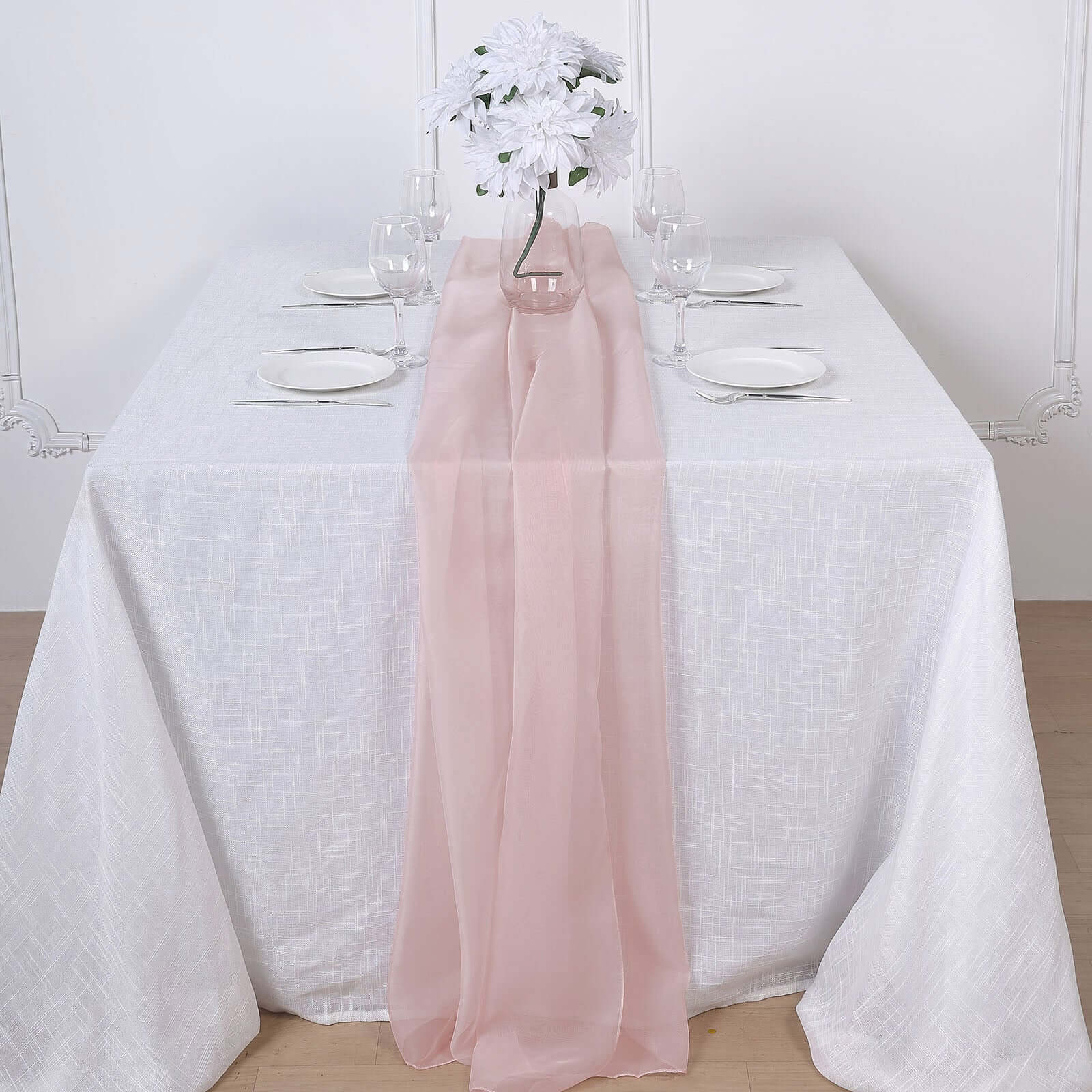 Elegant Blush Premium Chiffon 6ft Lightweight Flowy Table Runner for Decor