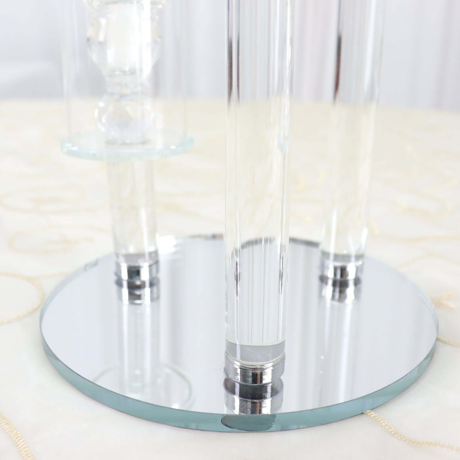 3-Arm Round Crystal Glass Candelabra - Ideal Centerpiece for Weddings and Events