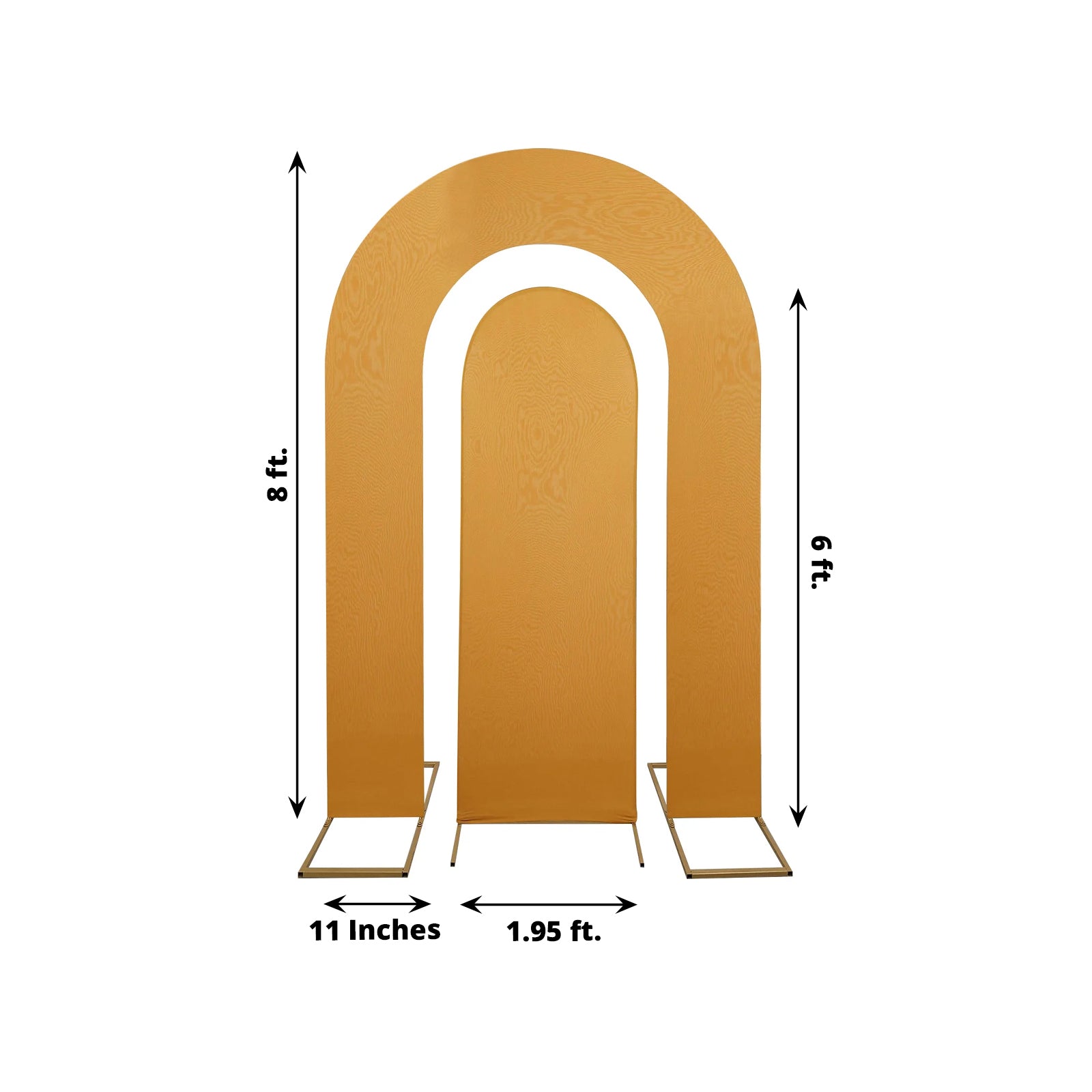 2-Piece Gold Spandex Fitted Covers for 6ft and 8ft Round Top & Double Arch Wedding Backdrops