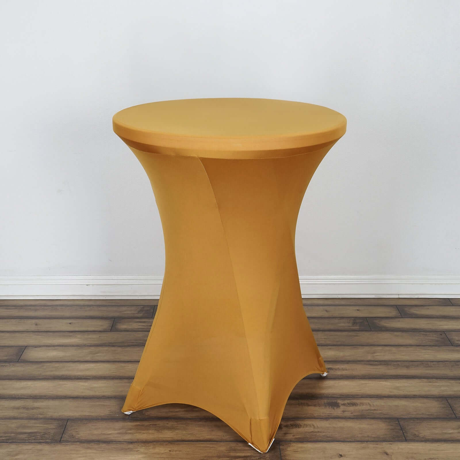 Gold Stretch Spandex Cocktail Table Cover (24 - 32 Dia) for Stylish Events