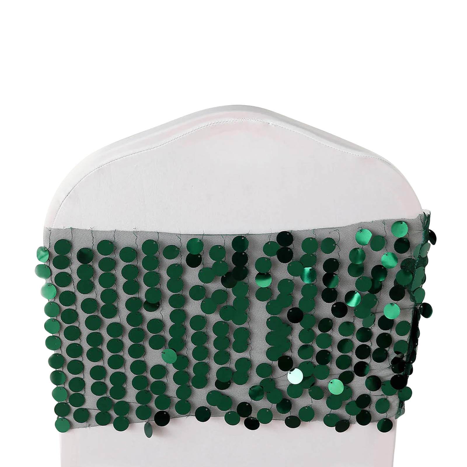 5-Pack Hunter Emerald Green Payette Sequin Chair Sash Bands - Ideal Decor for Weddings & Gatherings