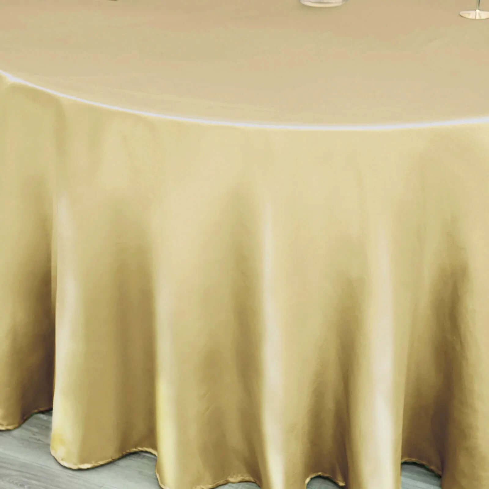 Stylish Seamless Champagne Satin 120-Inch Round Tablecloth