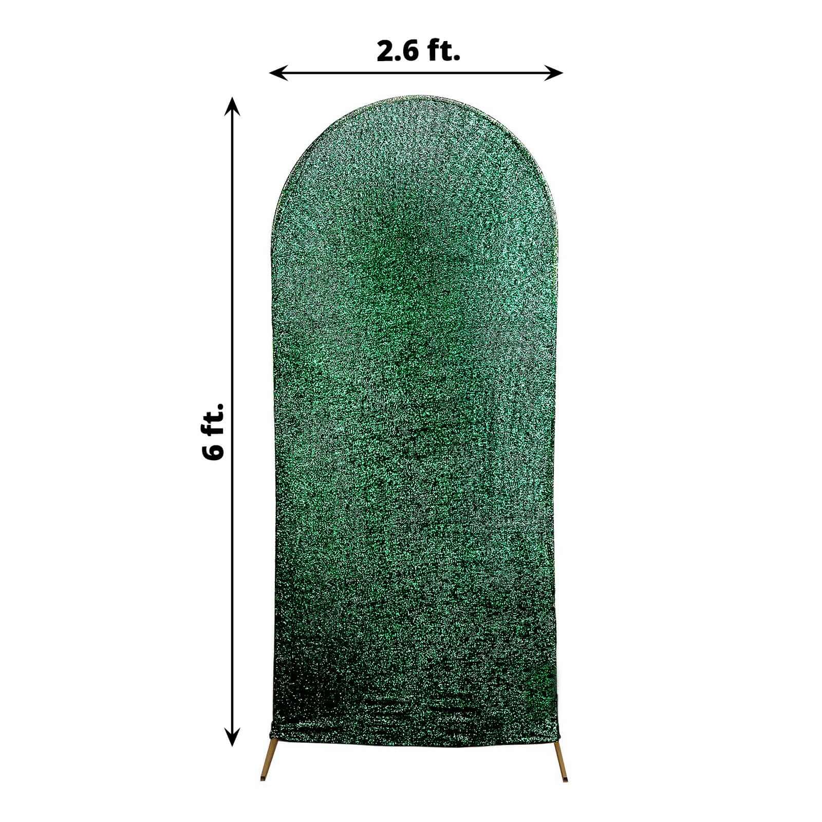 Hot Sale! 6ft Hunter Emerald Green Shimmer Tinsel Spandex Cover for Round Top Wedding Arch Stand