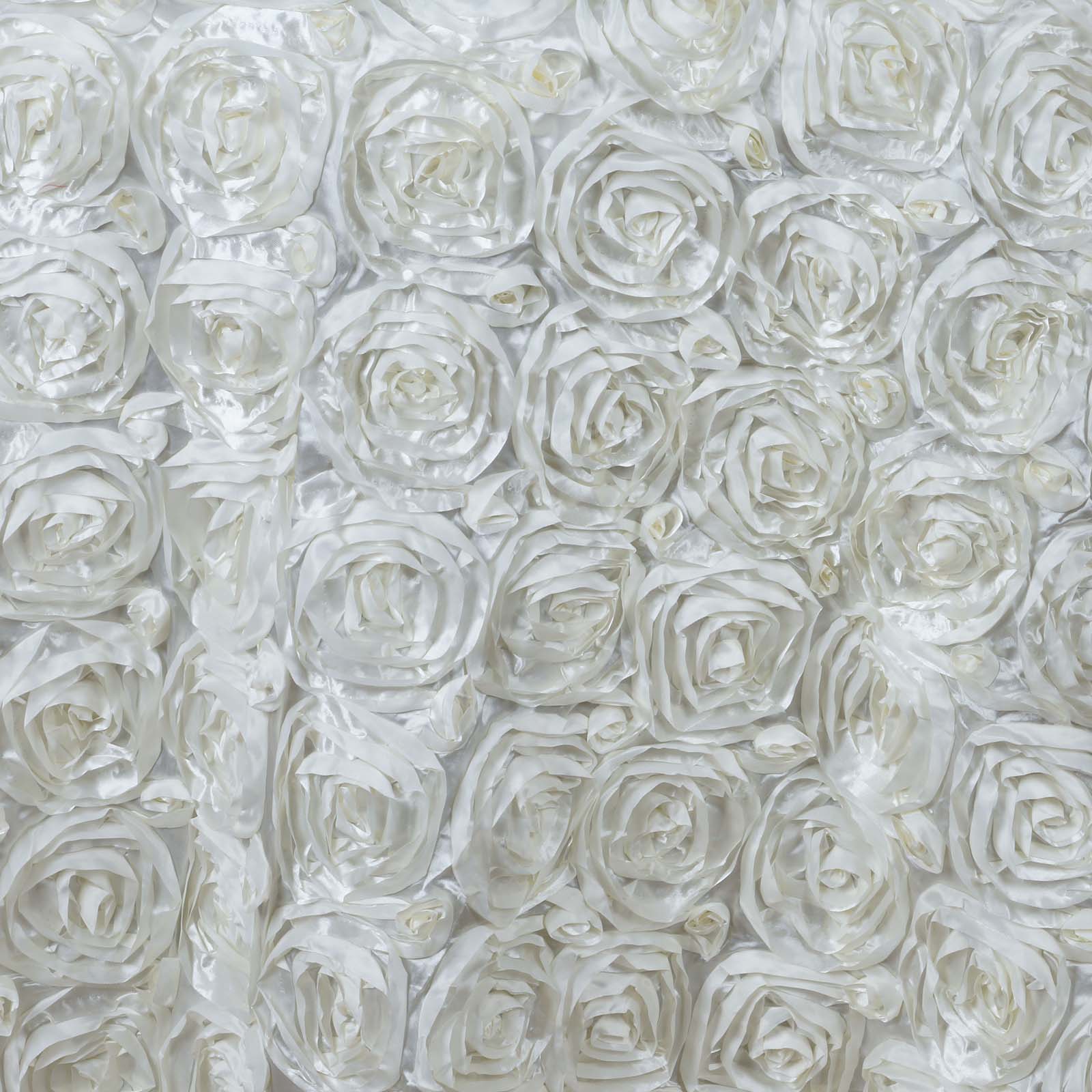 Hot Sale! Seamless 3D Rosette Ivory Satin 132 - inch Round Tablecloth for Special Events