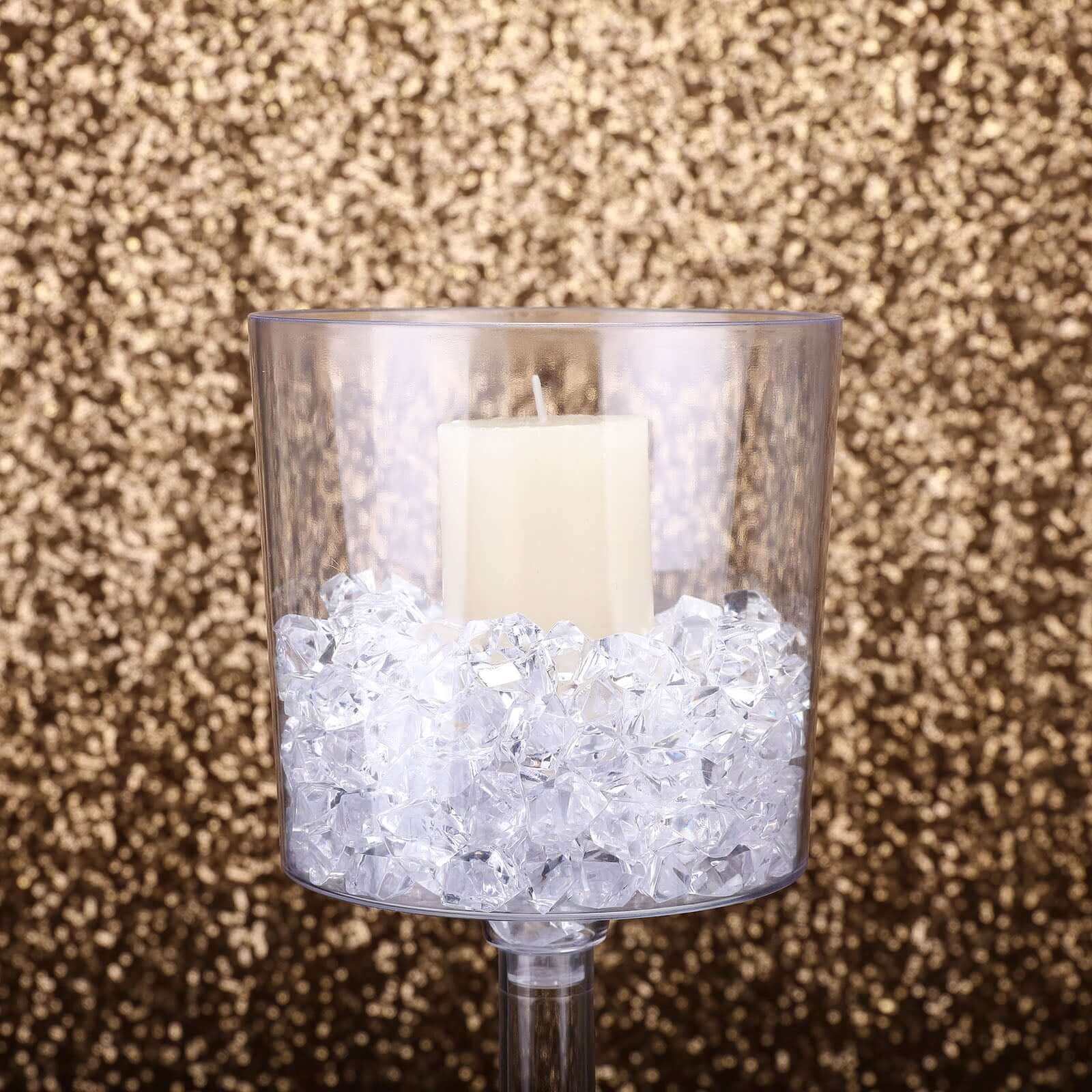 4-Pack Clear Plastic Cylinder Vases with Wine Cup Design for Long Stem Floral Centerpieces, 18"