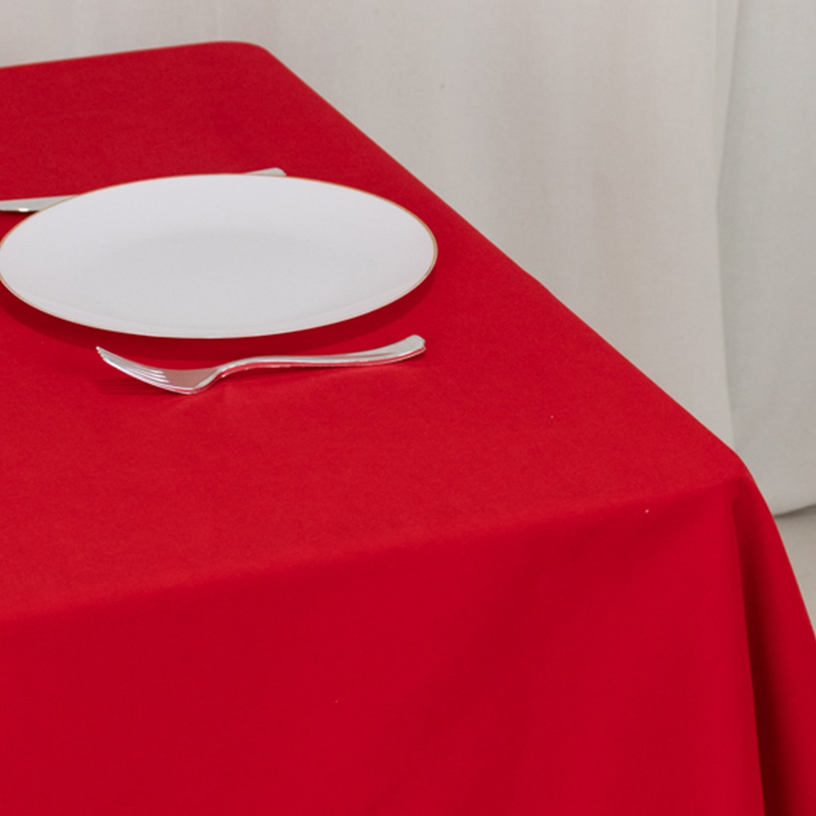 Hot Sale! Wrinkle-Resistant Red Cotton Blend 54x54 Square Table Overlay Tablecloth