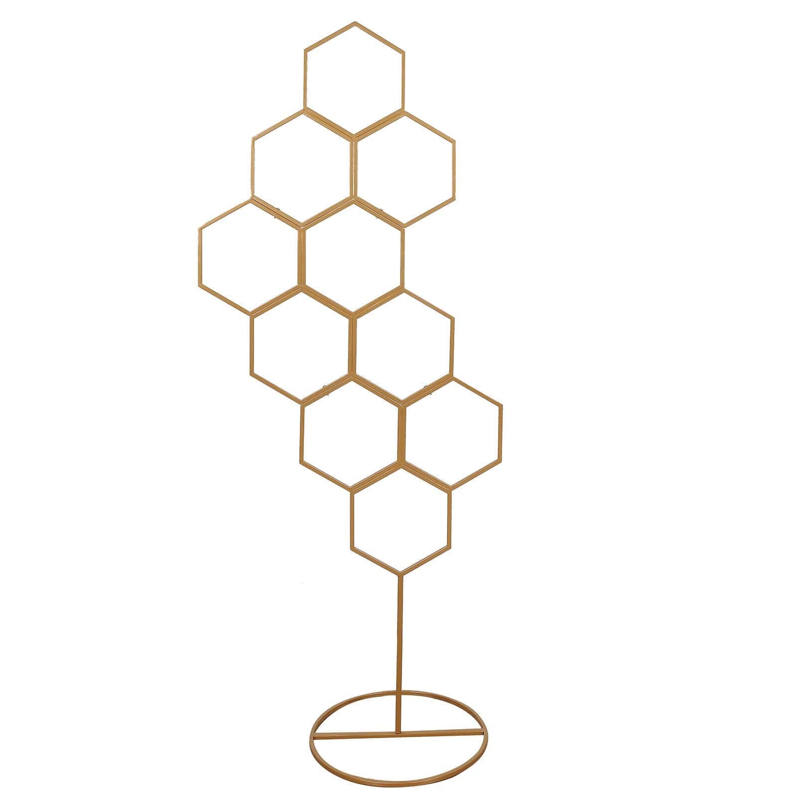6ft Gold Metal Honeycomb Floor Standing Wedding & Party Flower Frame Backdrop Stand